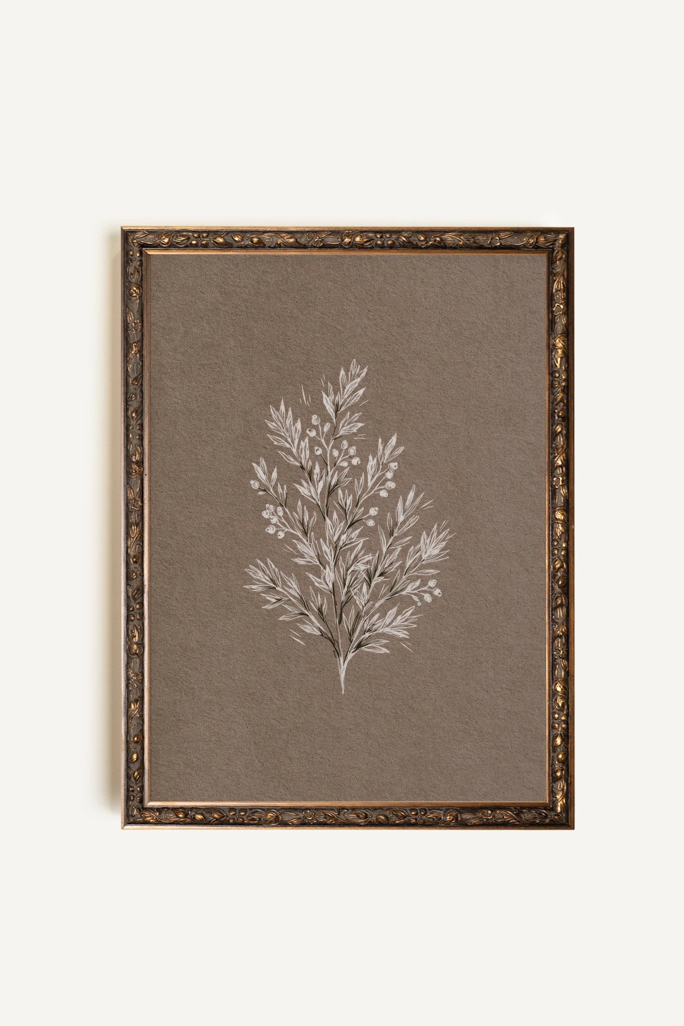 BRANCHE DE LIN I, Work on stretched canvas, framed in Vintage Bronze