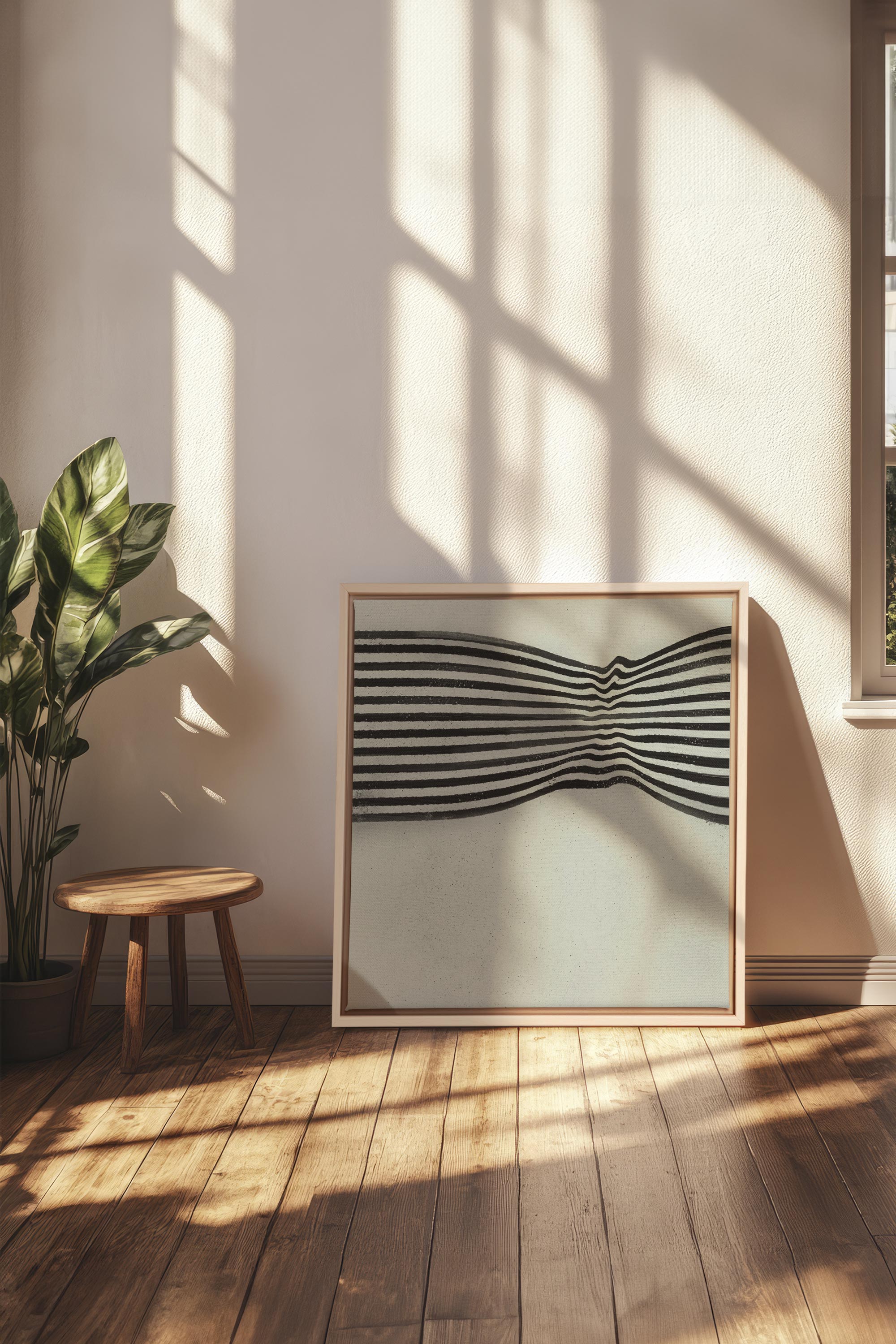 OLEKA CANVAS - INFINITE STRIPES, Oeuvre sur toile étirée, encadré Naturel Clair
