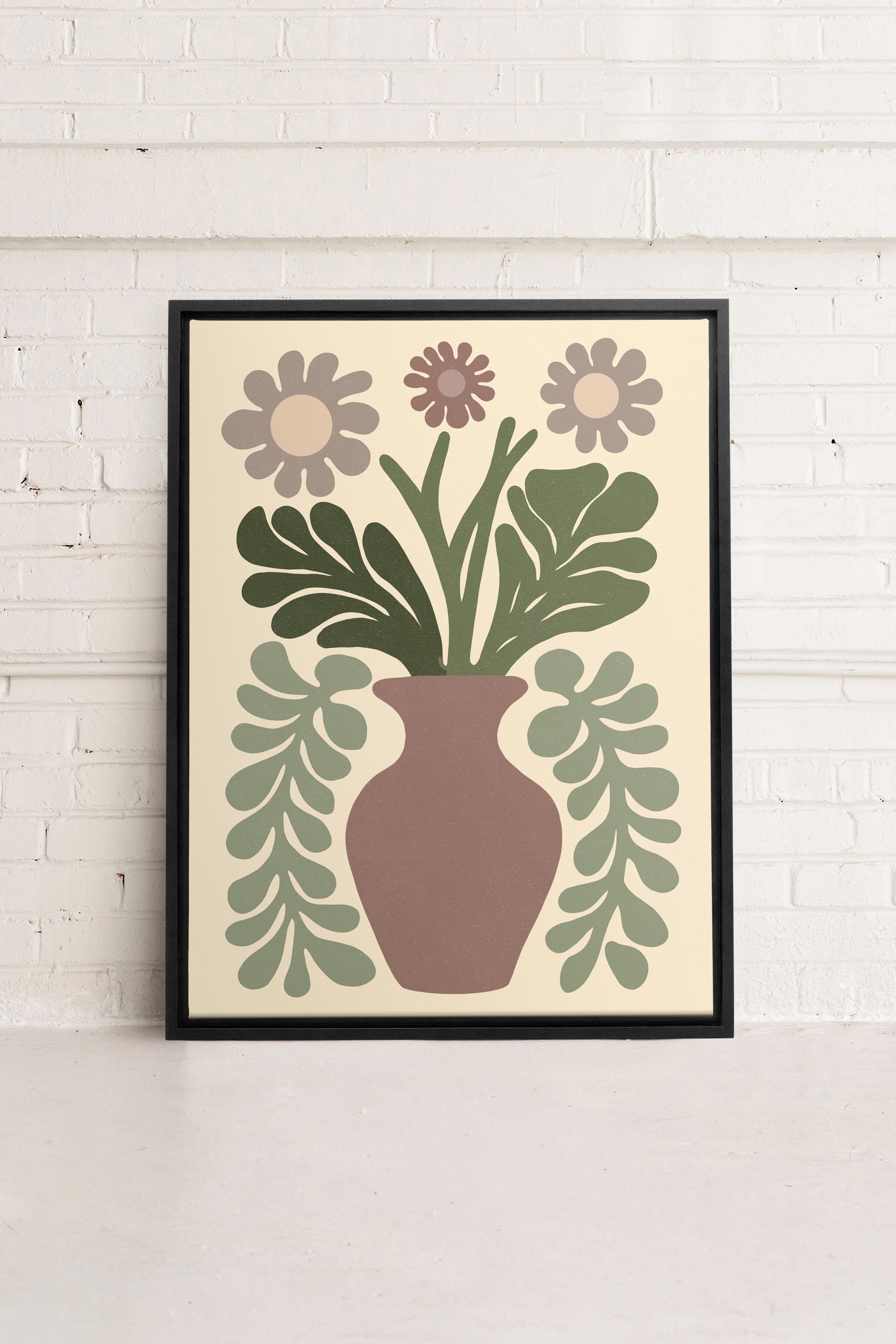 OLEKA CANVAS - CHIC FLORAL, Oeuvre sur toile étirée, encadré Noir