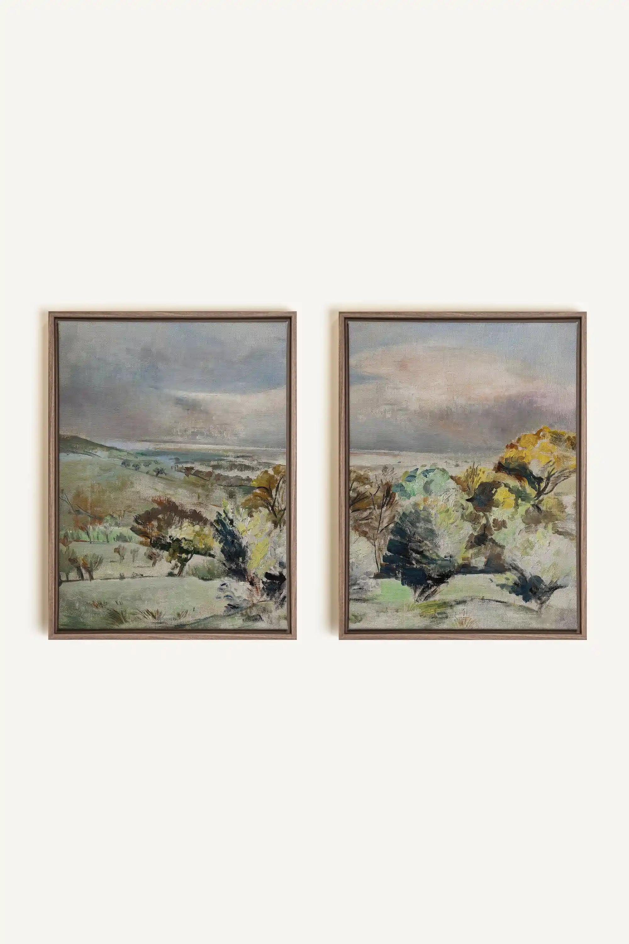 STONE AND STREAM, Oeuvre sur toile étirée, encadré Brun Noyer