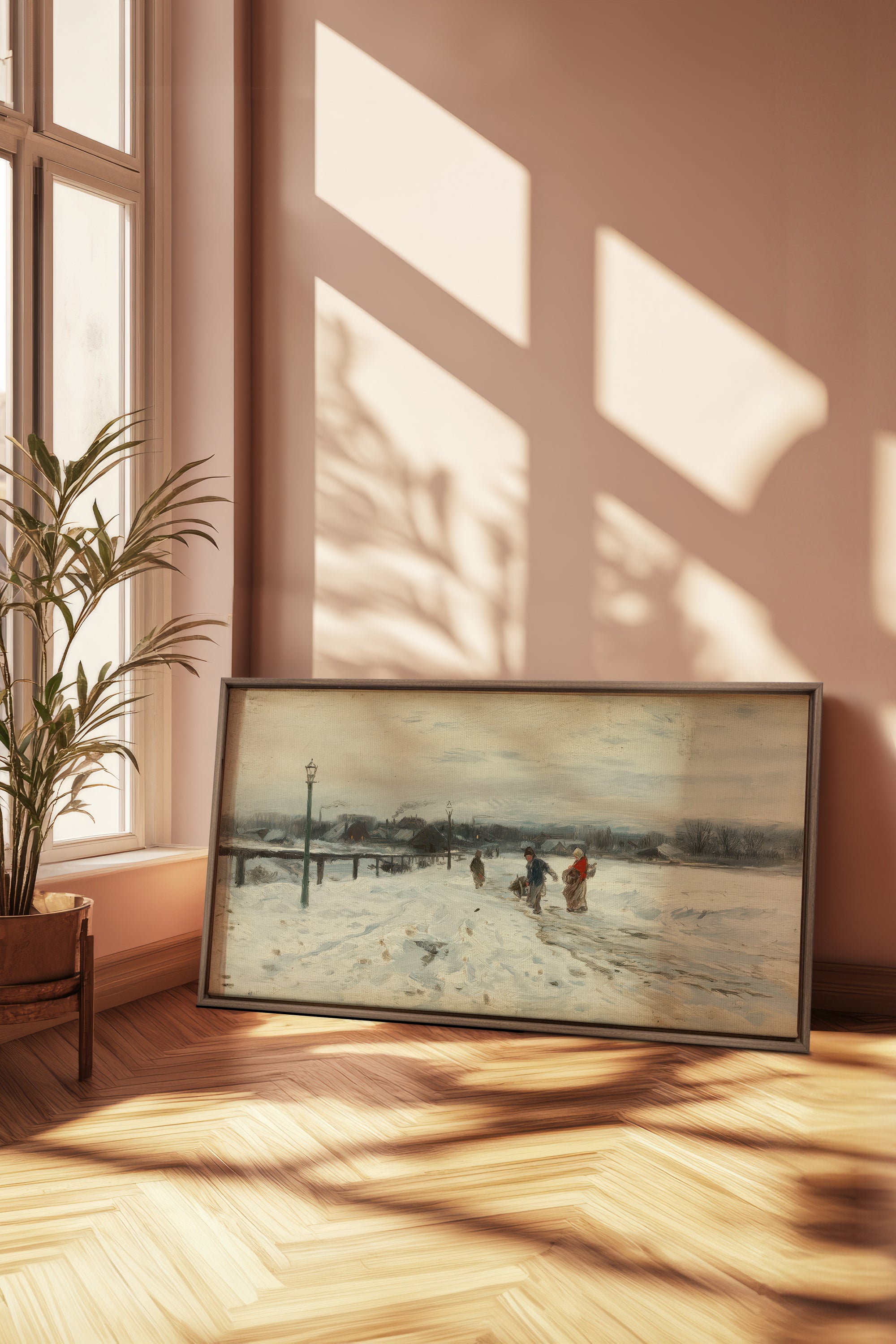 OLD WINTER DAYS, Oeuvre sur toile étirée, encadré Brun Chêne