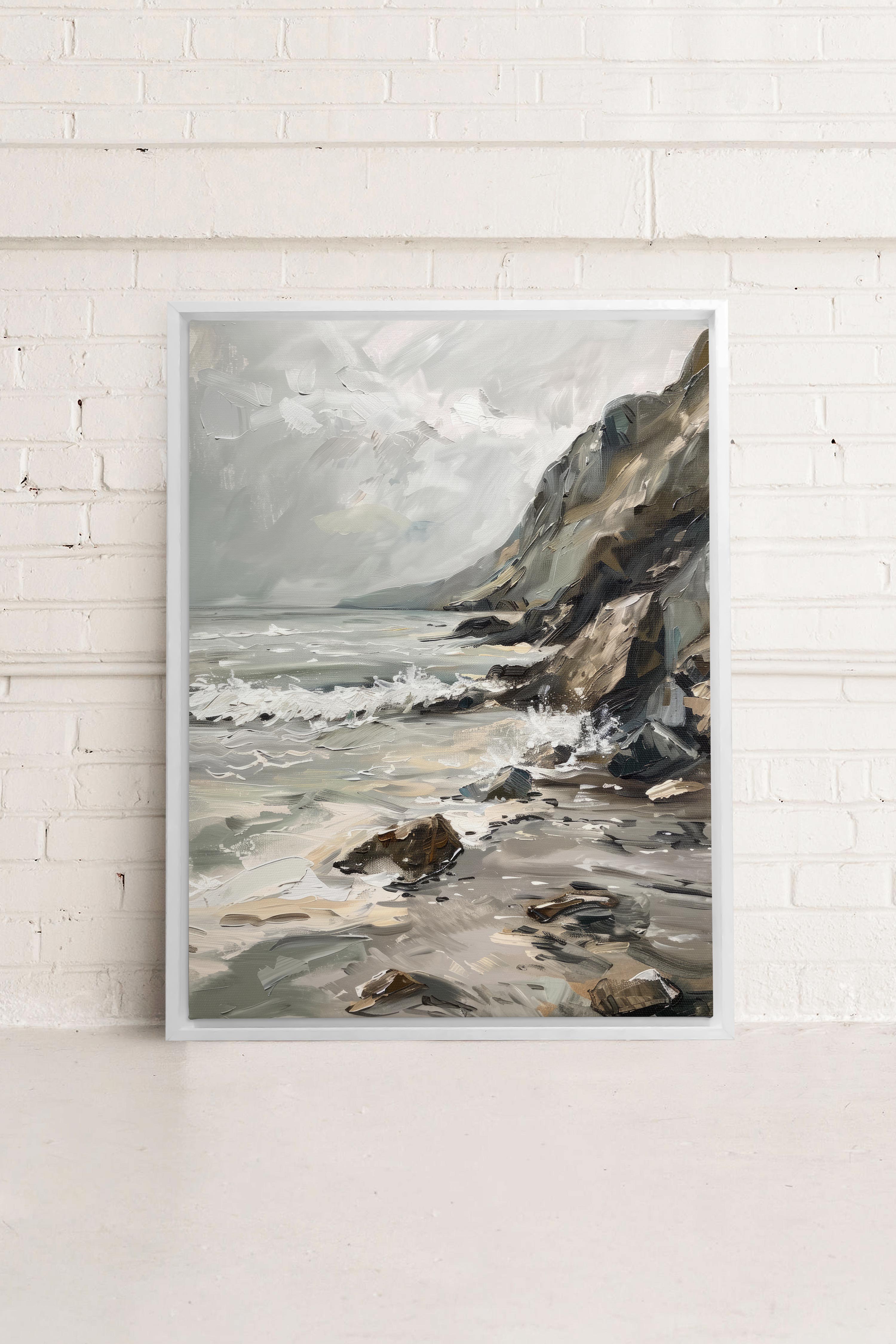 OLEKA CANVAS - SHADED SHORES, Oeuvre sur toile étirée, encadré Blanc