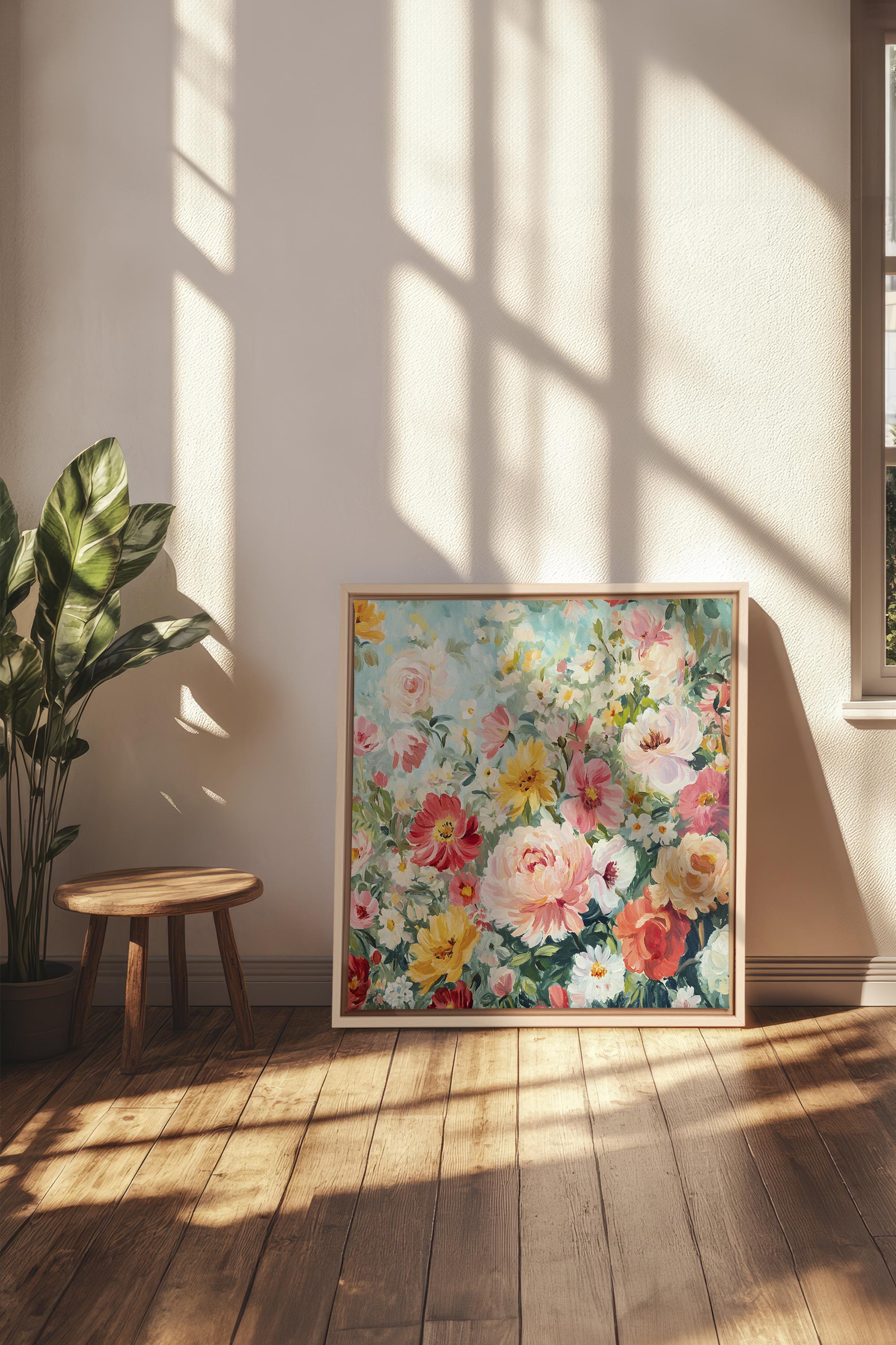 OLEKA CANVAS - ÉCLAT DE SAISON, Oeuvre sur toile étirée, encadré Naturel Clair