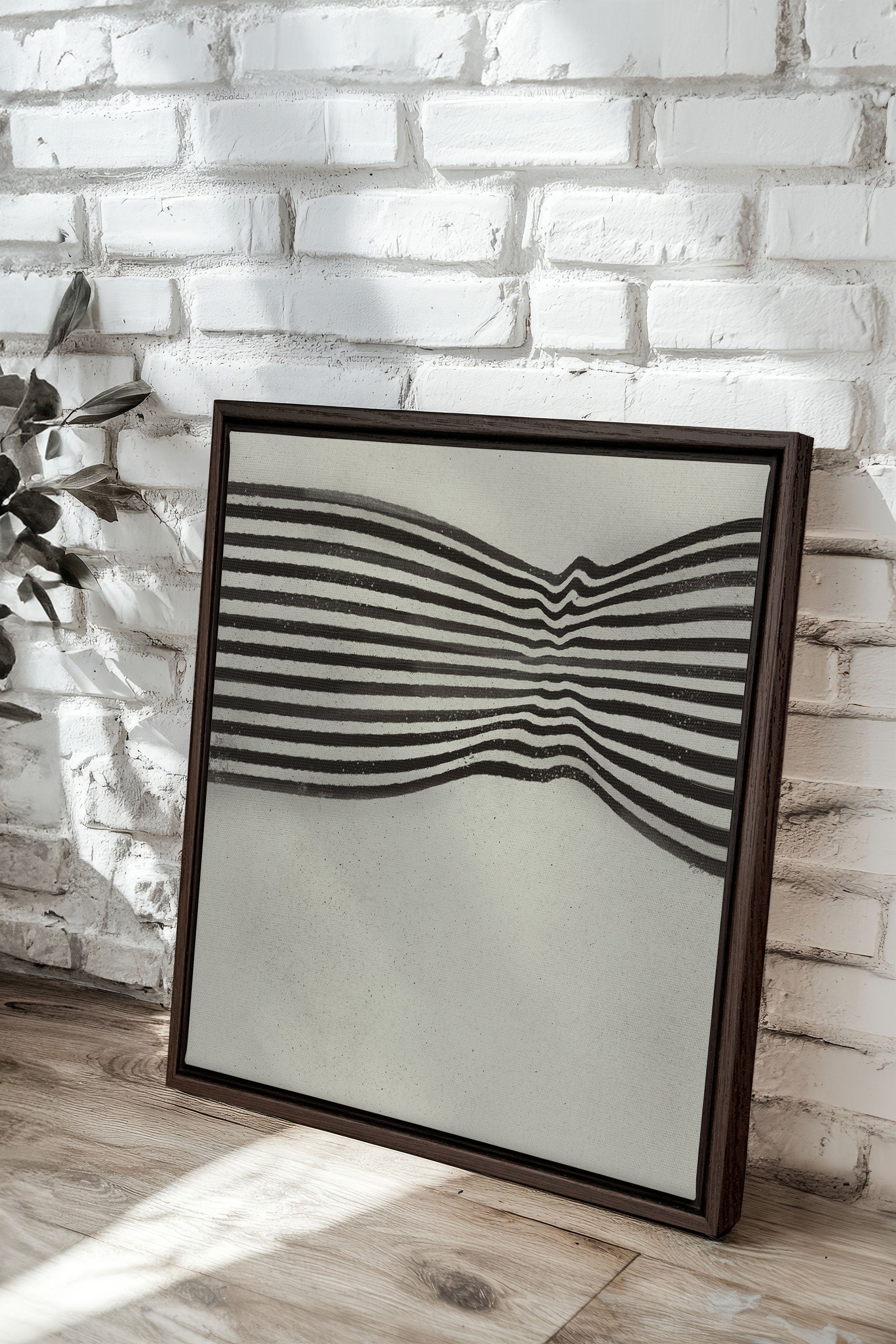 OLEKA CANVAS - INFINITE STRIPES, Oeuvre sur toile étirée, encadré Brun Noyer