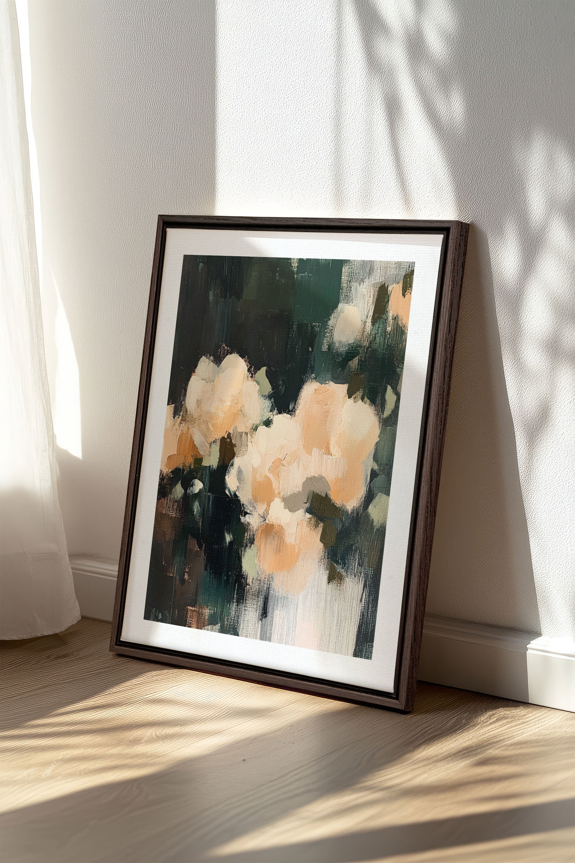 OLEKA CANVAS - RÊVES PASTELS, Oeuvre sur toile étirée, encadré Brun Noyer