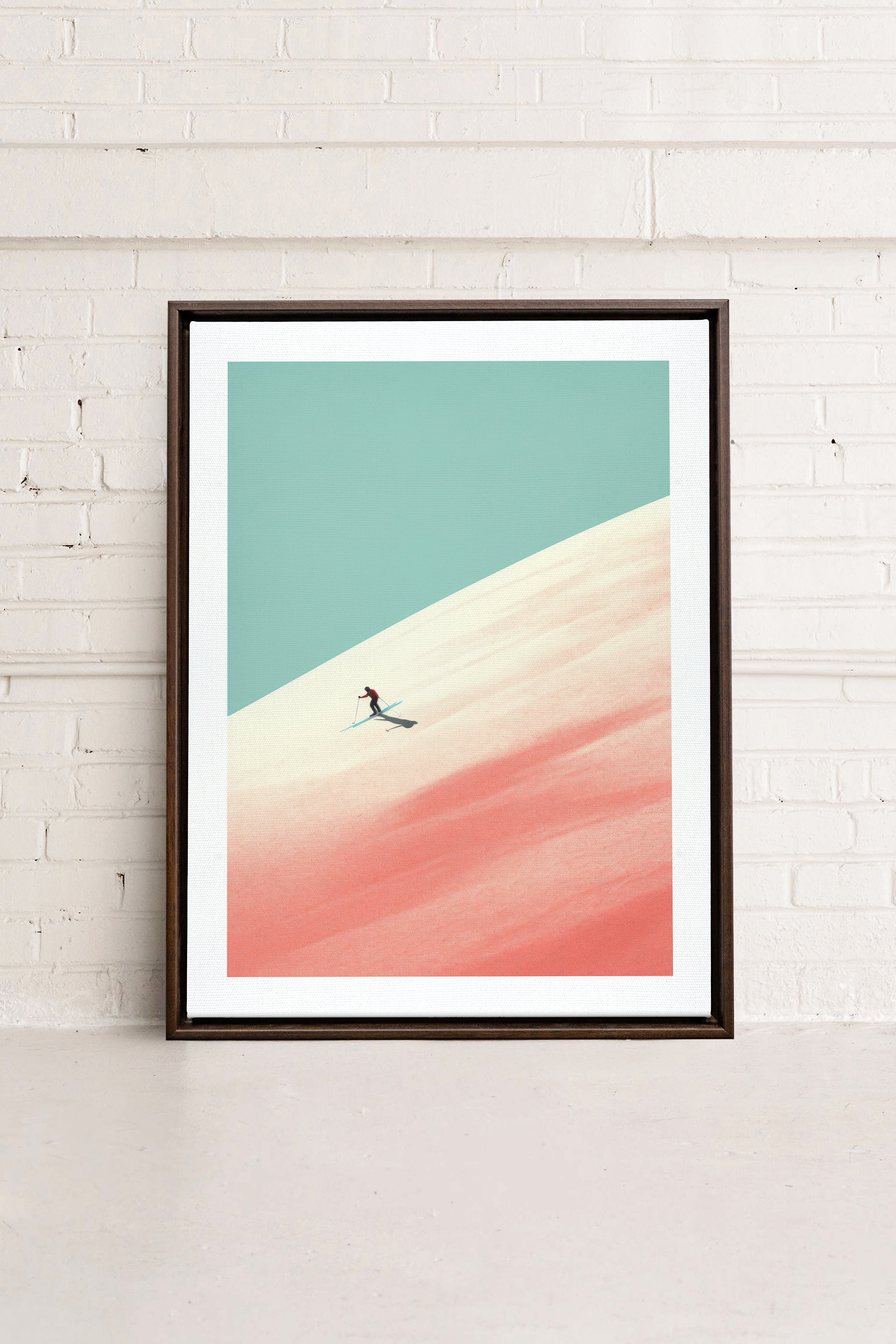 OLEKA CANVAS - Frosty Glide, Oeuvre sur toile étirée, encadré Brun Noyer