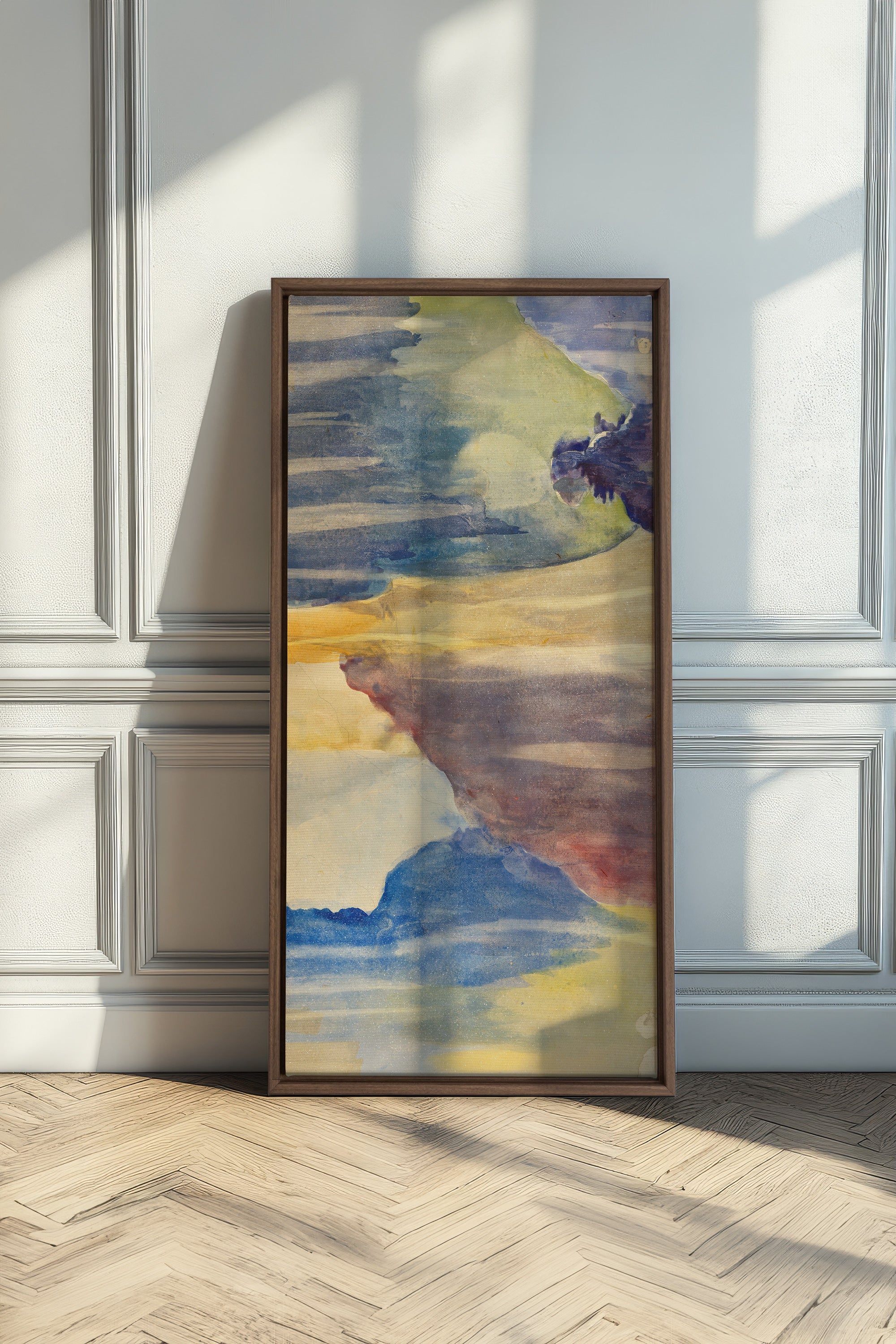 BETWEEN WAVES, Oeuvre sur toile étirée, encadré Brun Chêne