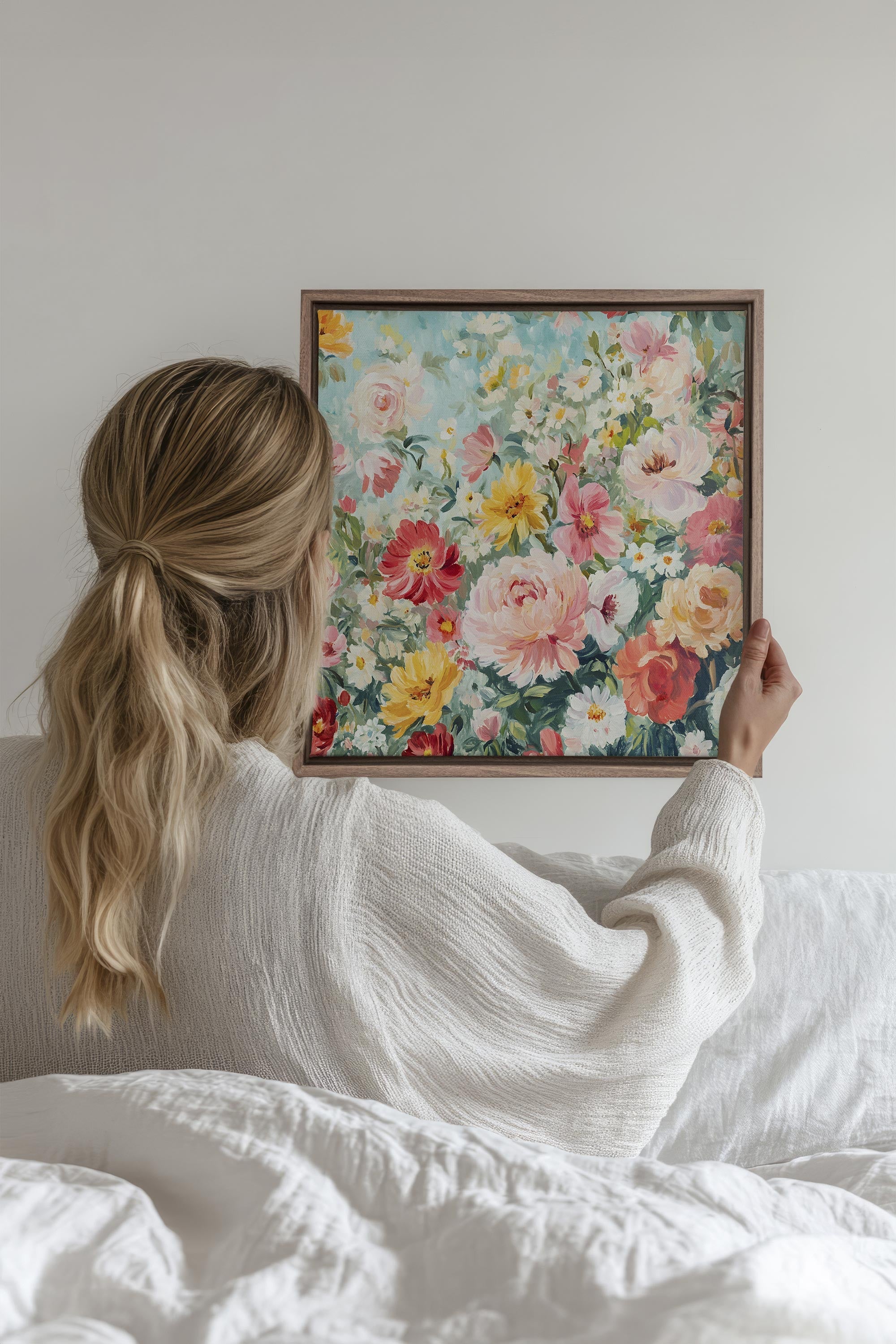 OLEKA CANVAS - ÉCLAT DE SAISON, Oeuvre sur toile étirée, encadré Brun Chêne