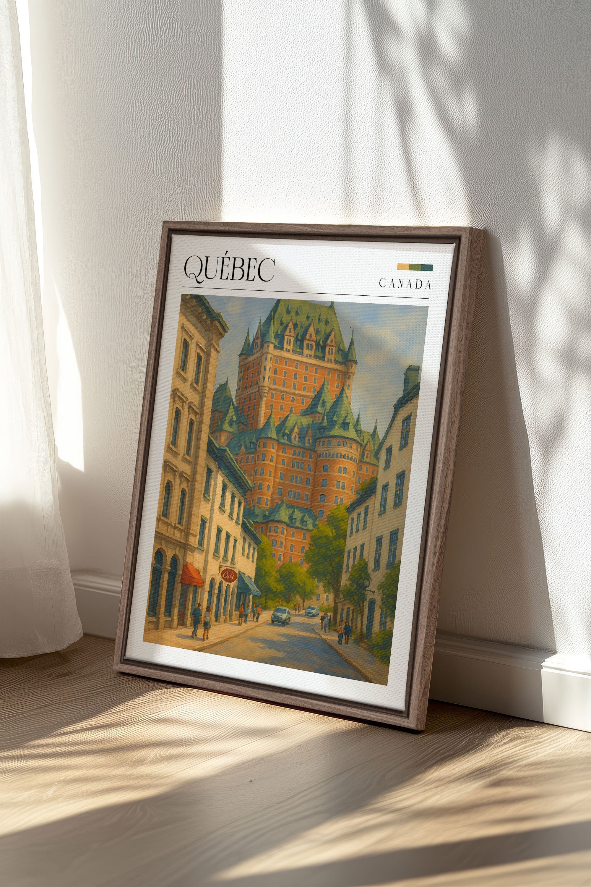 OLEKA CANVAS - QUÉBEC I, Oeuvre sur toile étirée, encadré Brun Chêne