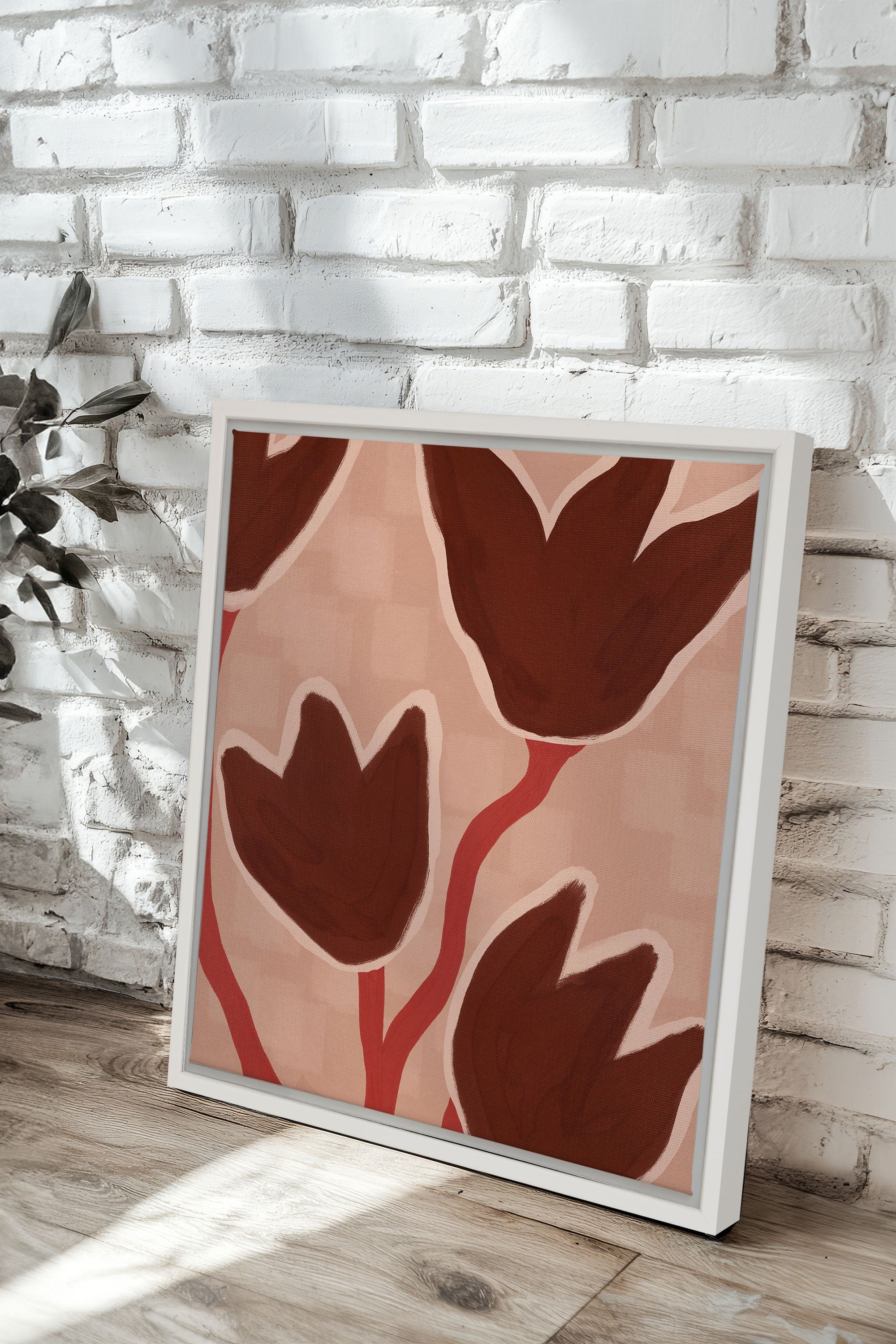 OLEKA CANVAS - TERRE EN FLEURS, Oeuvre sur toile étirée, encadré Blanc