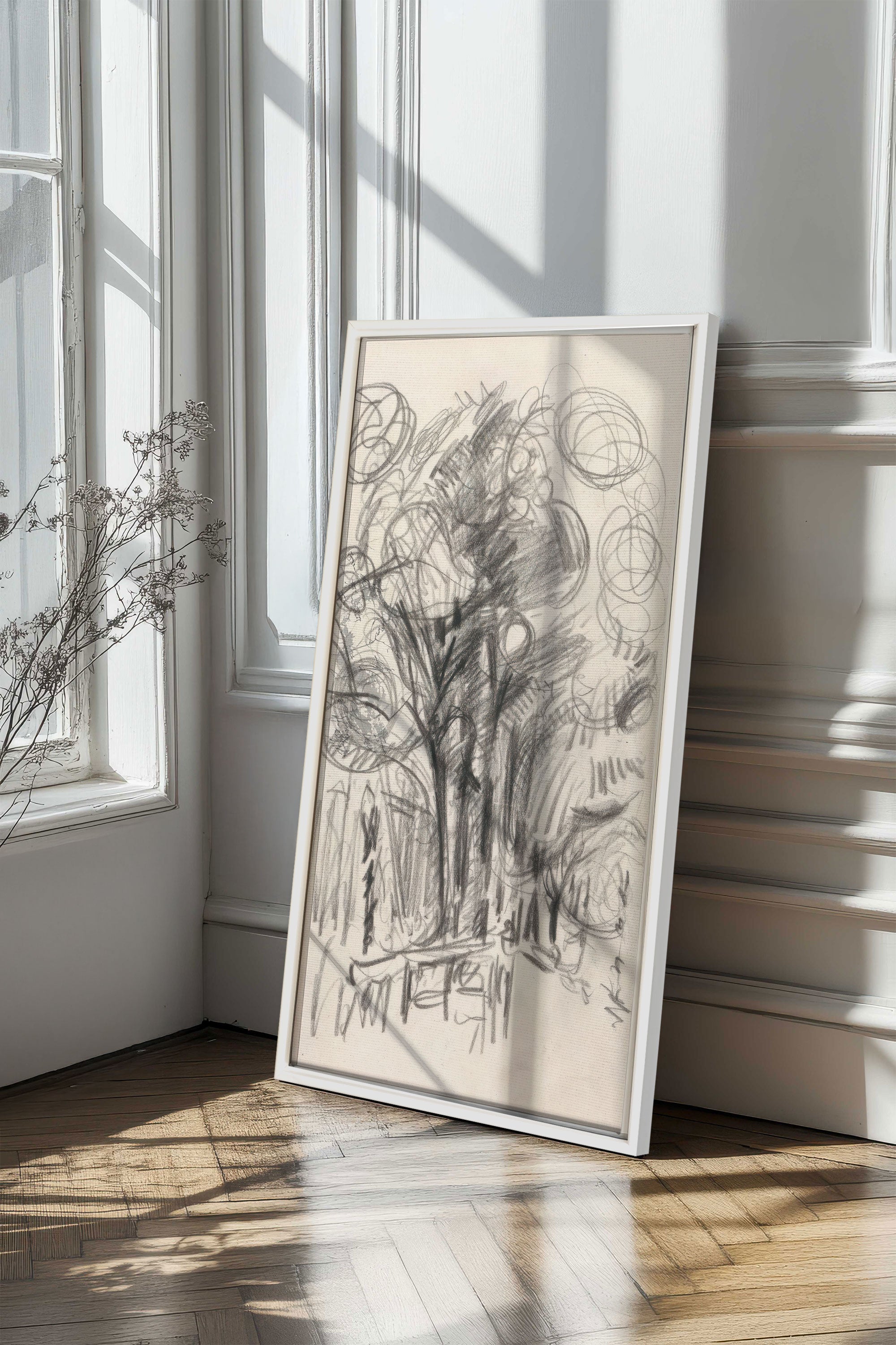 LIGNES DU VENT, Oeuvre sur toile étirée, encadré Blanc