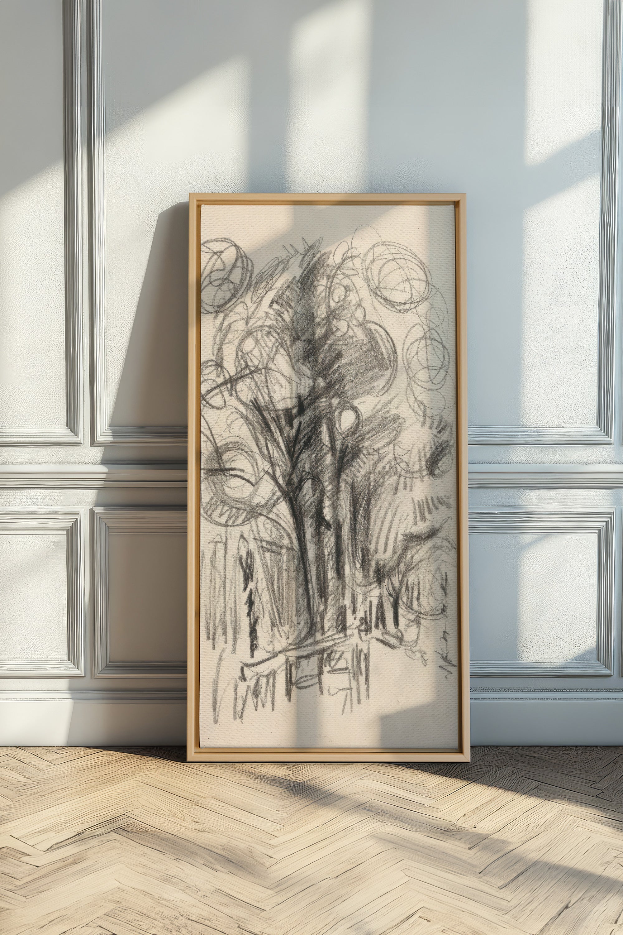 LIGNES DU VENT, Oeuvre sur toile étirée, encadré Naturel Clair