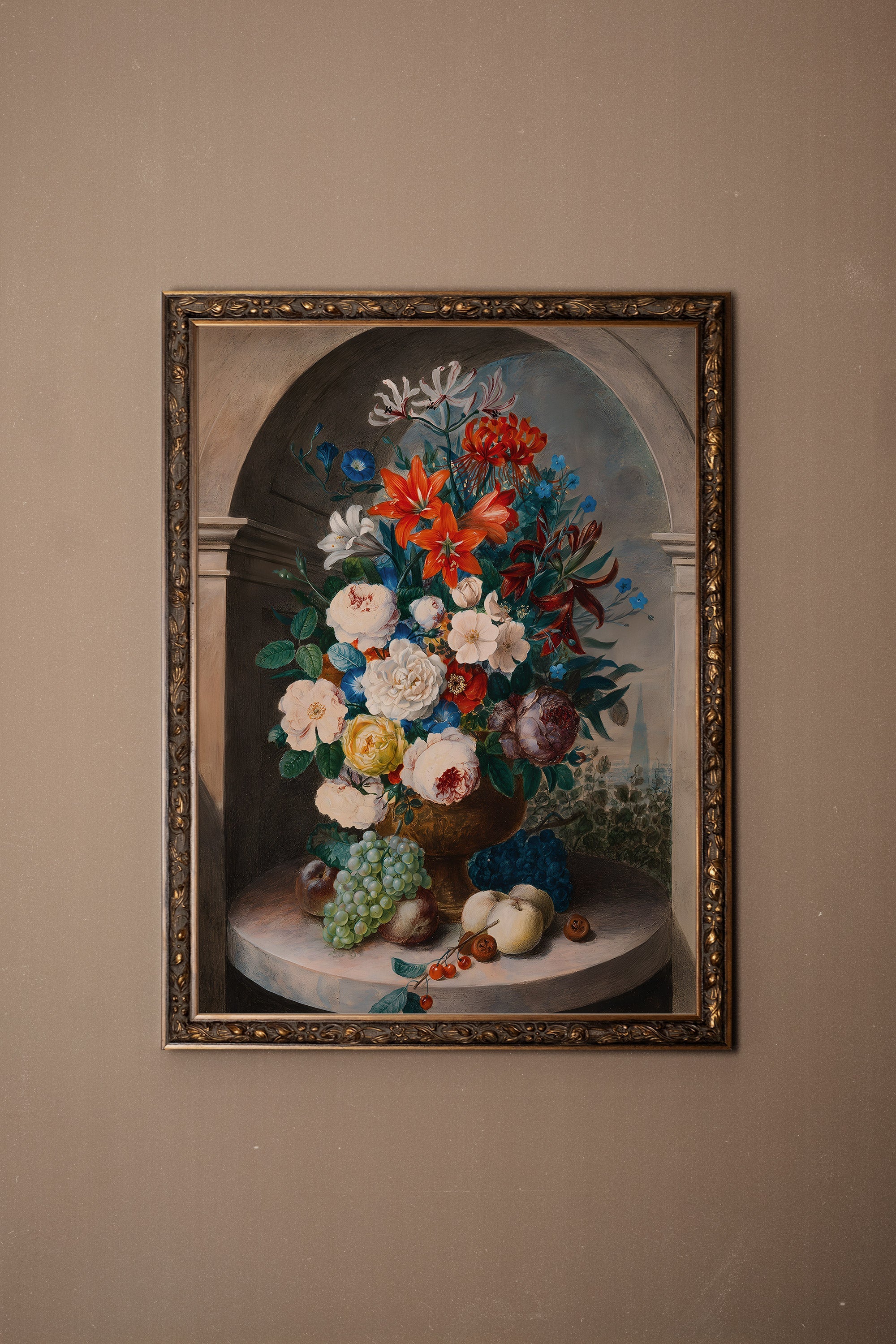 BOUQUET ROYAL, Oeuvre sur toile rigide, encadré Vintage Bronze