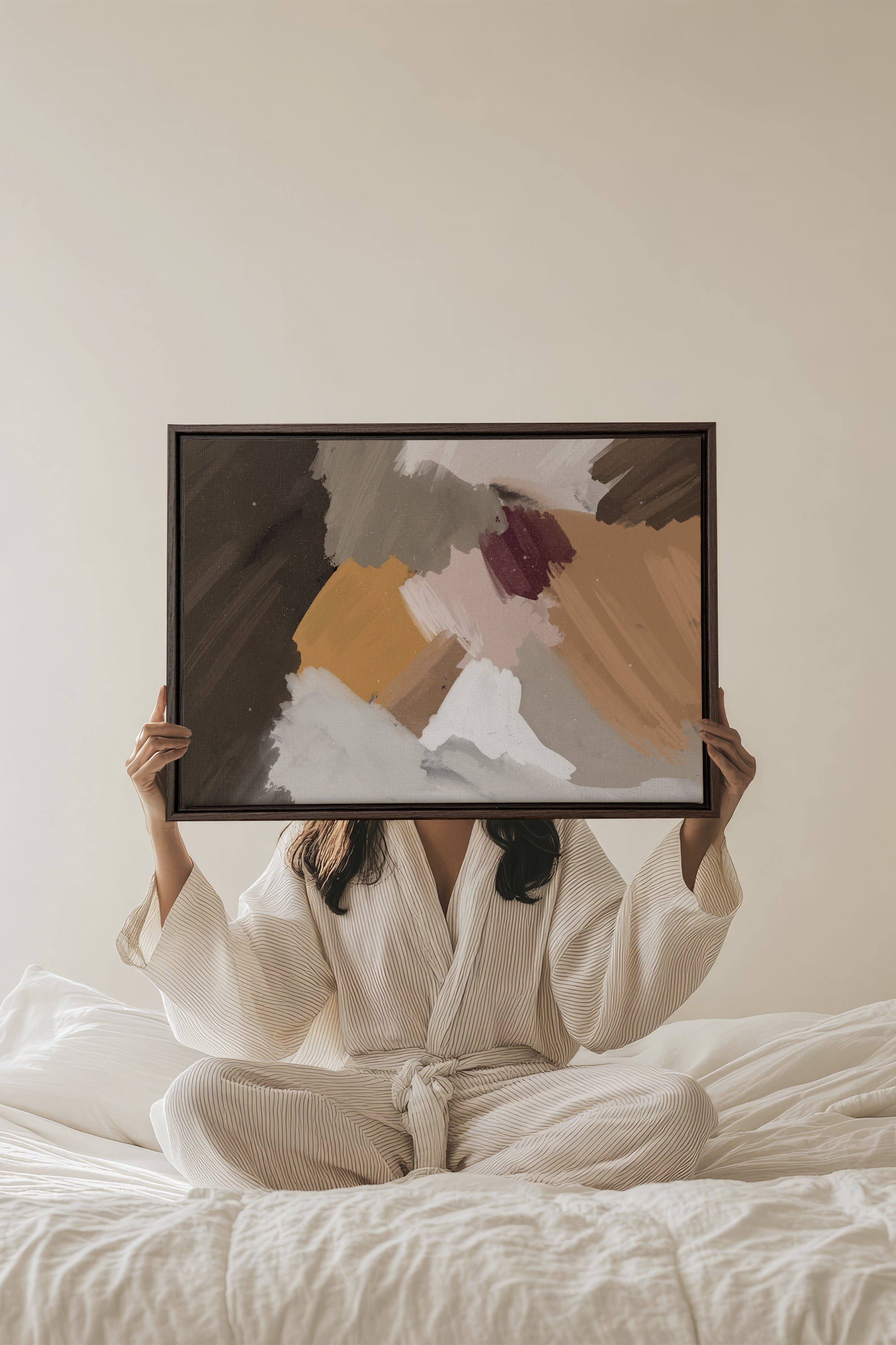 OLEKA CANVAS - ÉLAN CRÉATIF, Oeuvre sur toile étirée, encadré Brun Noyer