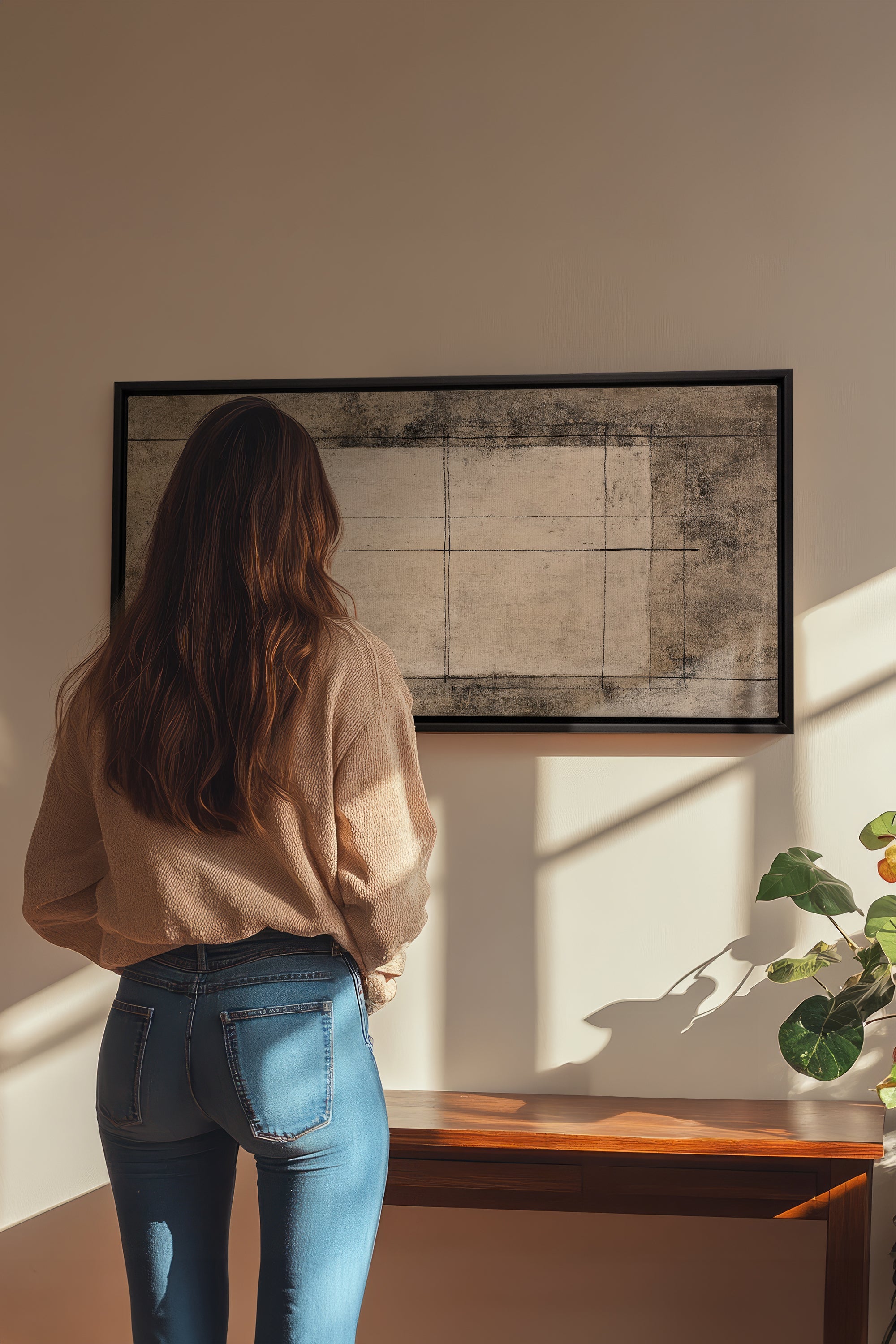 OLEKA CANVAS - ANCIENT LINES, Oeuvre sur toile étirée, encadré Noir