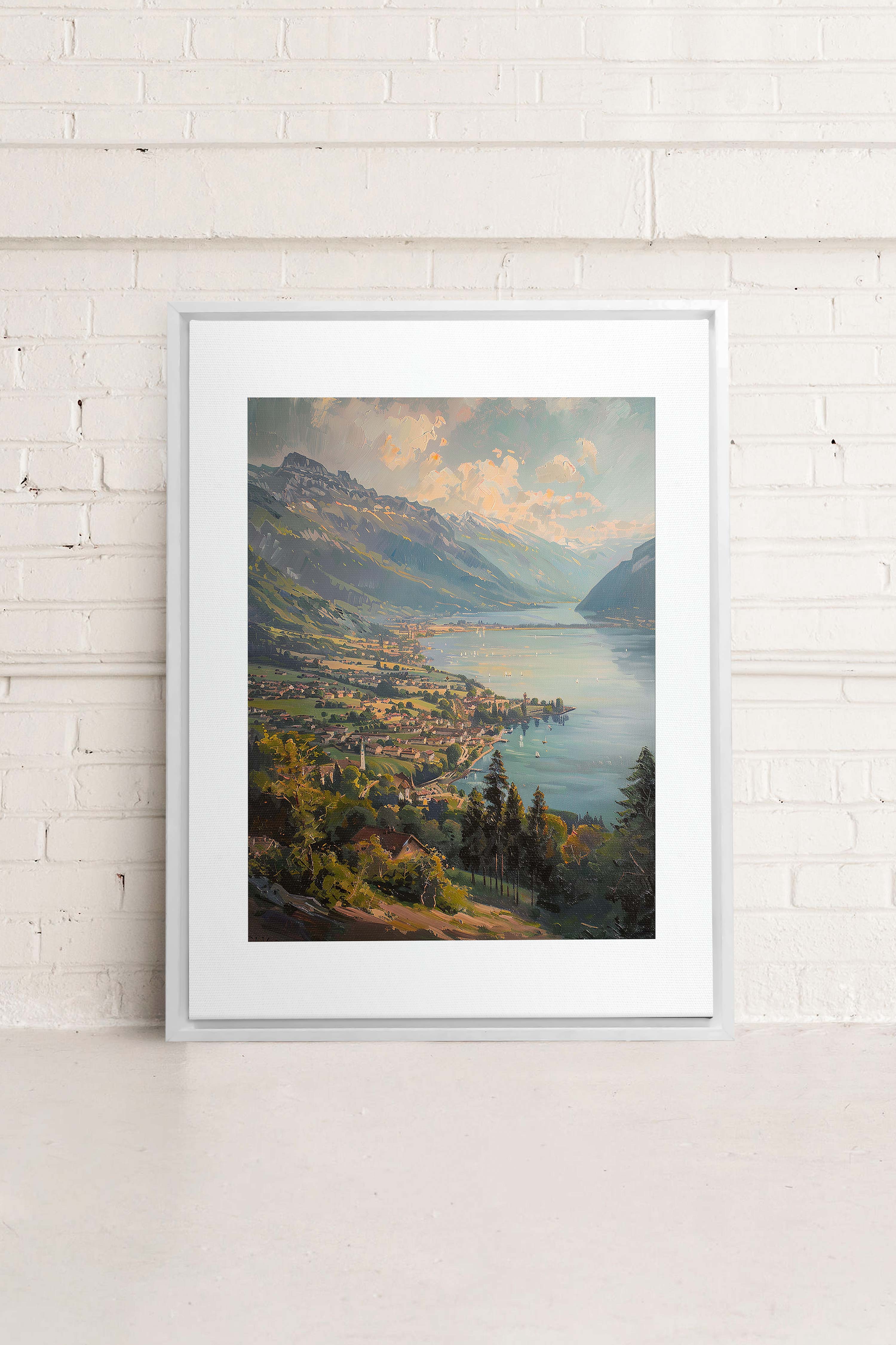 OLEKA CANVAS - MOUNTAIN RETREAT, Oeuvre sur toile étirée, encadré Blanc