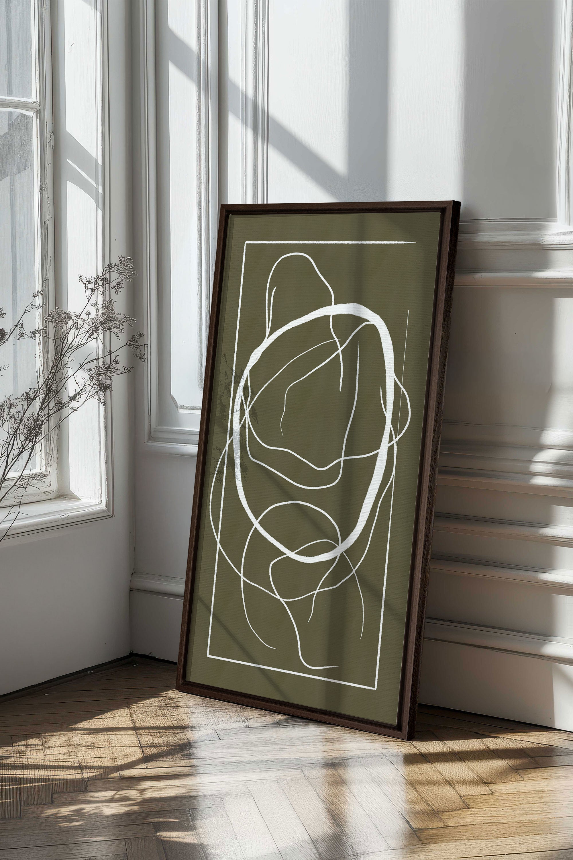 OLEKA CANVAS - FLOWING HARMONY, Oeuvre sur toile étirée, encadré Brun Noyer