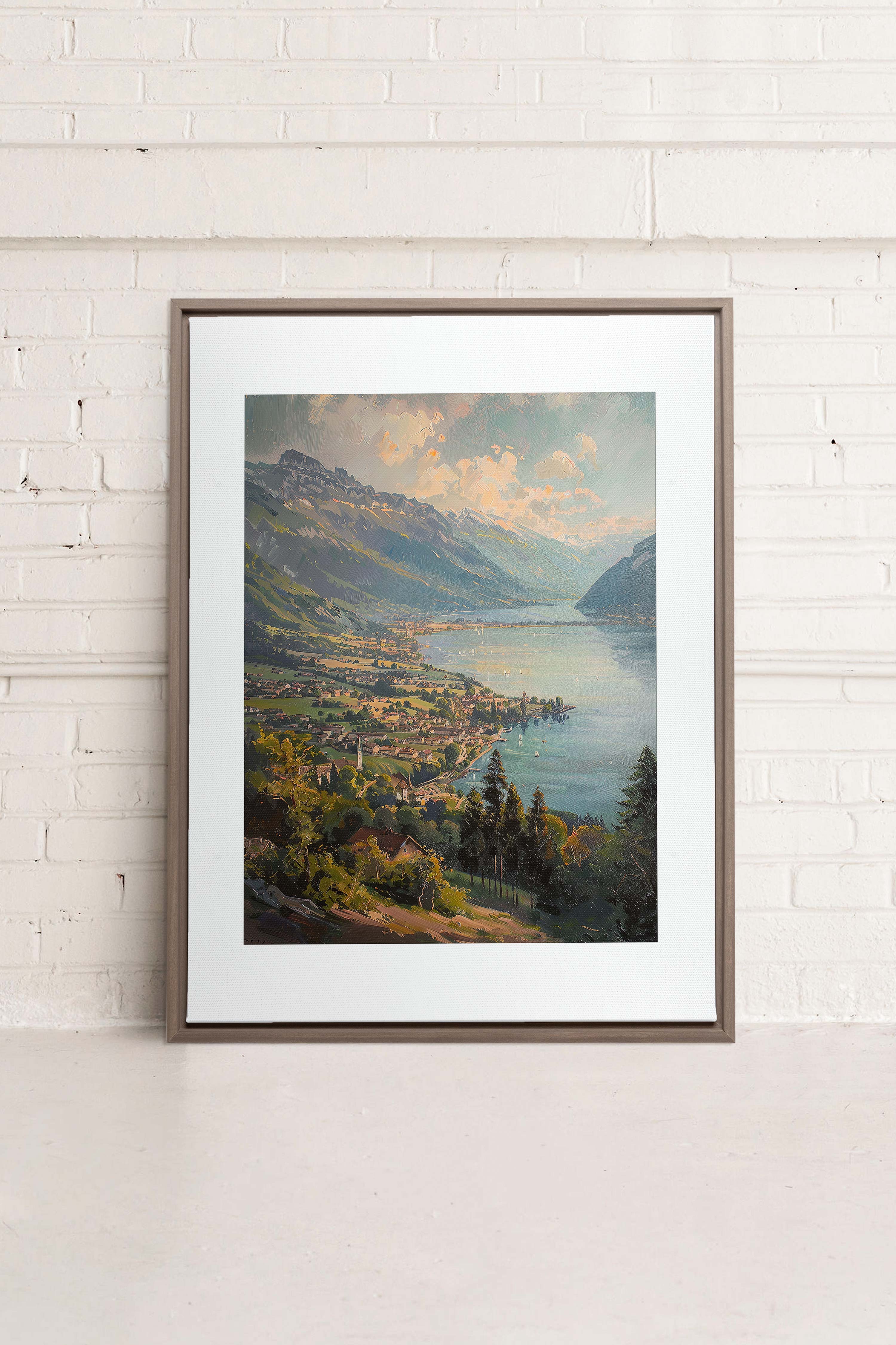 OLEKA CANVAS - MOUNTAIN RETREAT, Oeuvre sur toile étirée, encadré Brun Chêne