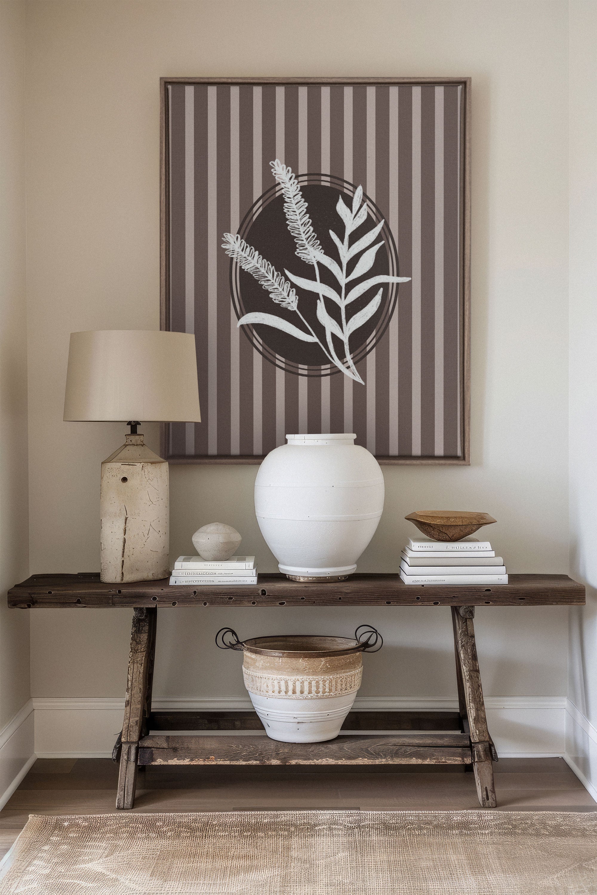 OLEKA CANVAS - NATURAL STROKES, Oeuvre sur toile étirée, encadré Brun Chêne