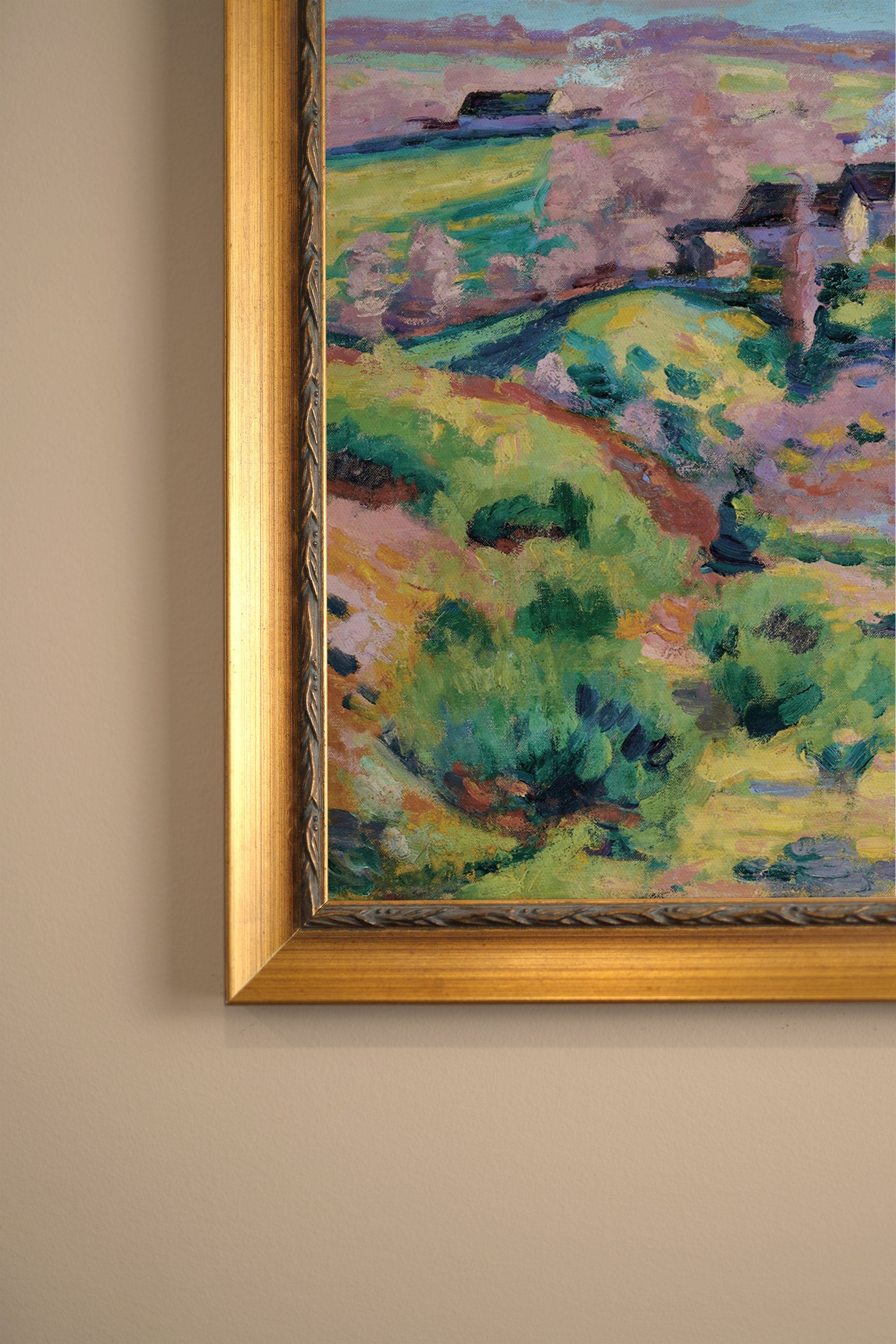 CHAMPS DE RÊVE, Oeuvre sur toile rigide, encadré Vintage Or