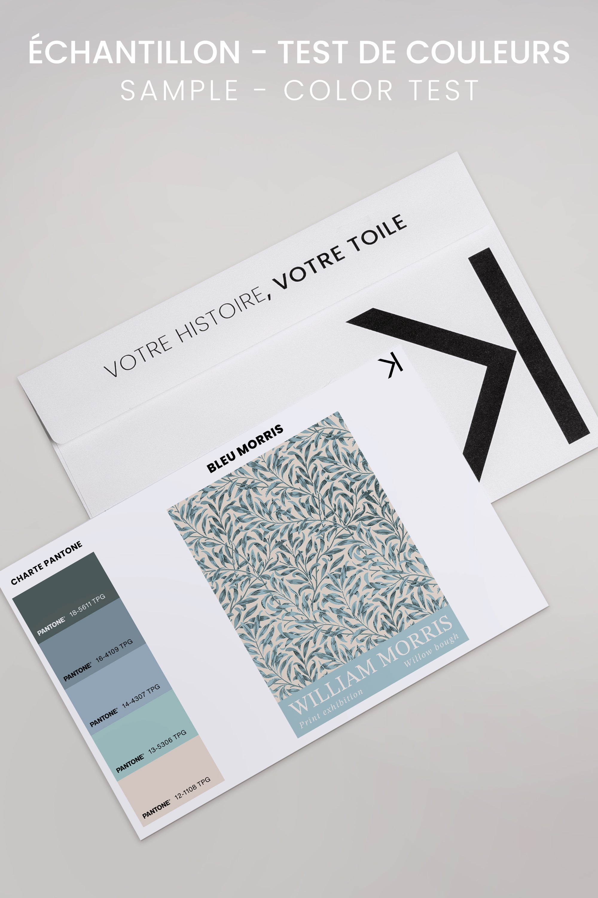 OLEKA CANVAS - BLEU MORRIS, Oeuvre sur toile étirée, encadré Naturel Clair