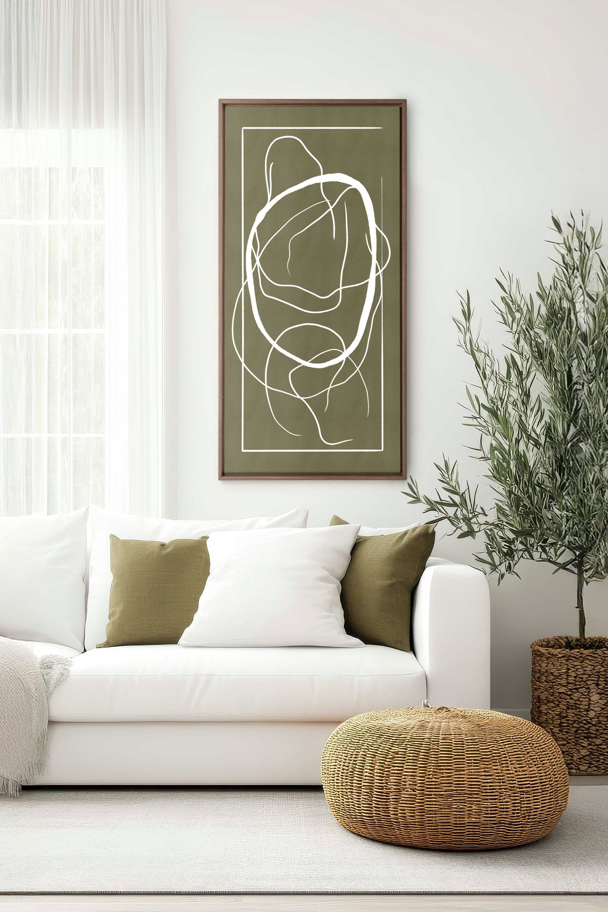 OLEKA CANVAS - FLOWING HARMONY, Oeuvre sur toile étirée, encadré Brun Chêne