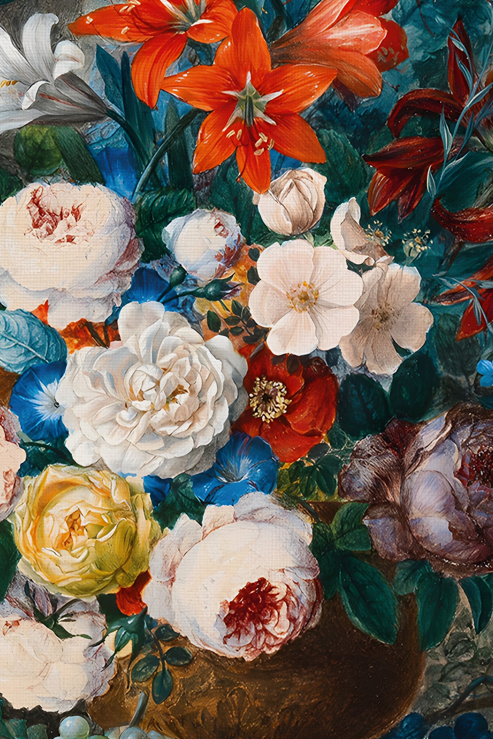 BOUQUET ROYAL, Oeuvre sur toile rigide, encadré Vintage Bronze