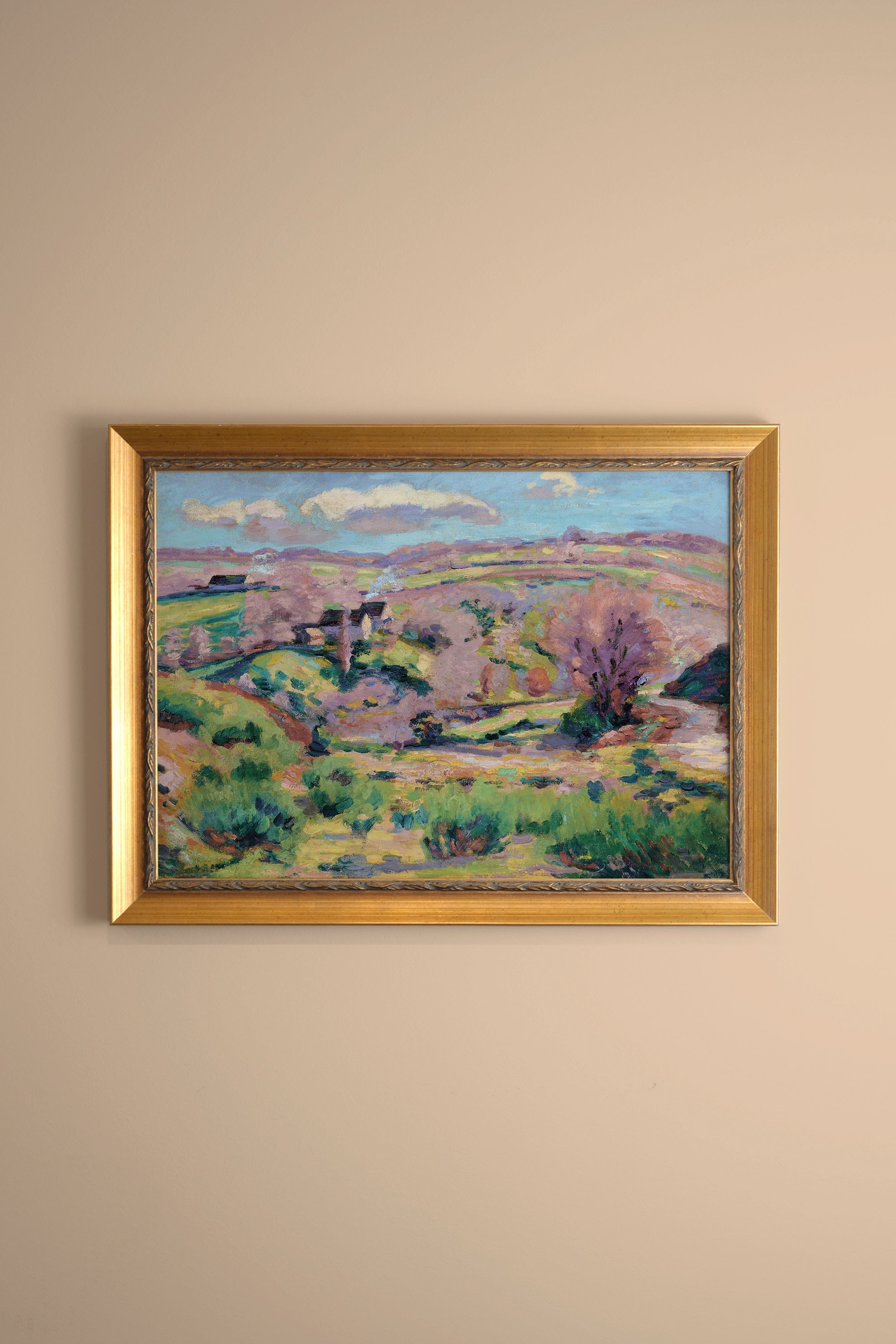 CHAMPS DE RÊVE, Oeuvre sur toile rigide, encadré Vintage Or