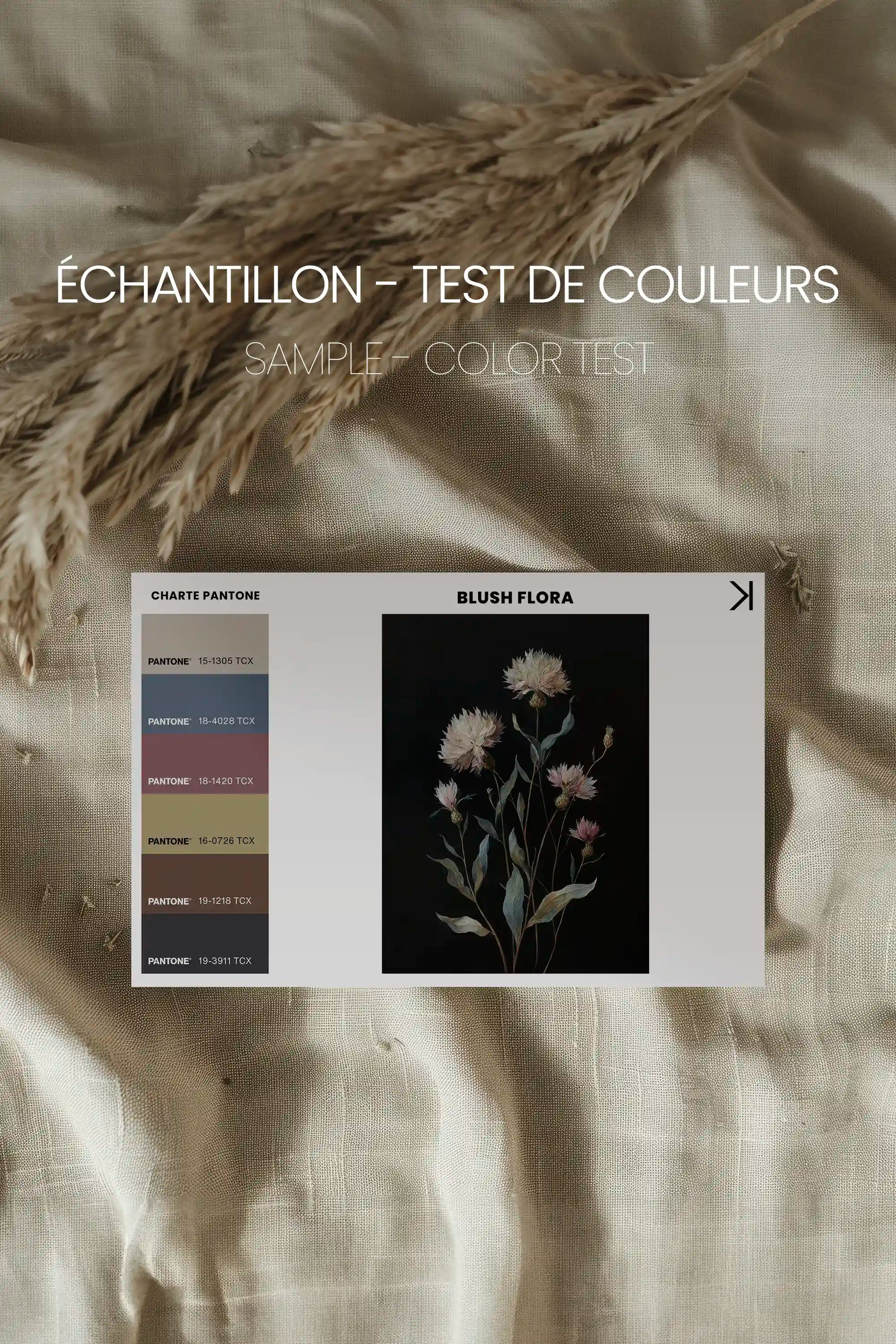 BLUSH FLORA, Oeuvre sur toile étirée, encadré Blanc