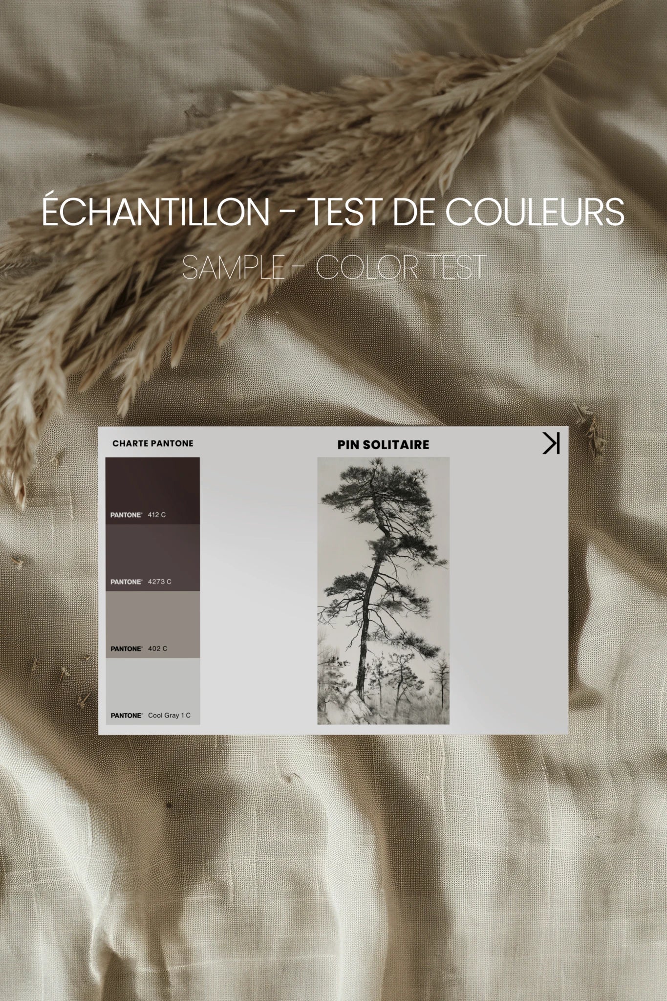 PIN SOLITAIRE, Oeuvre sur toile étirée, encadré Naturel Clair