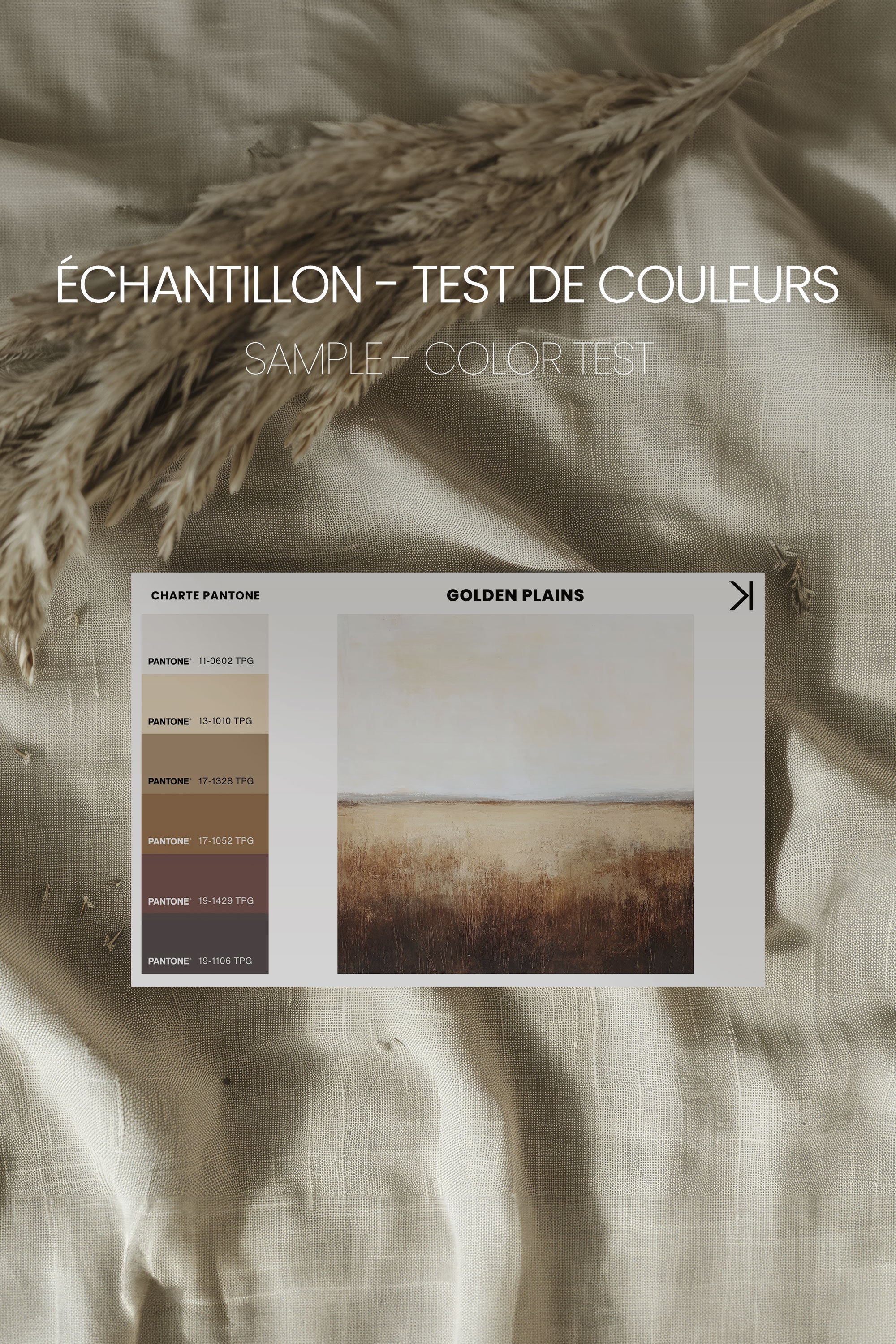 OLEKA CANVAS - GOLDEN PLAINS, Oeuvre sur toile étirée, encadré Noir