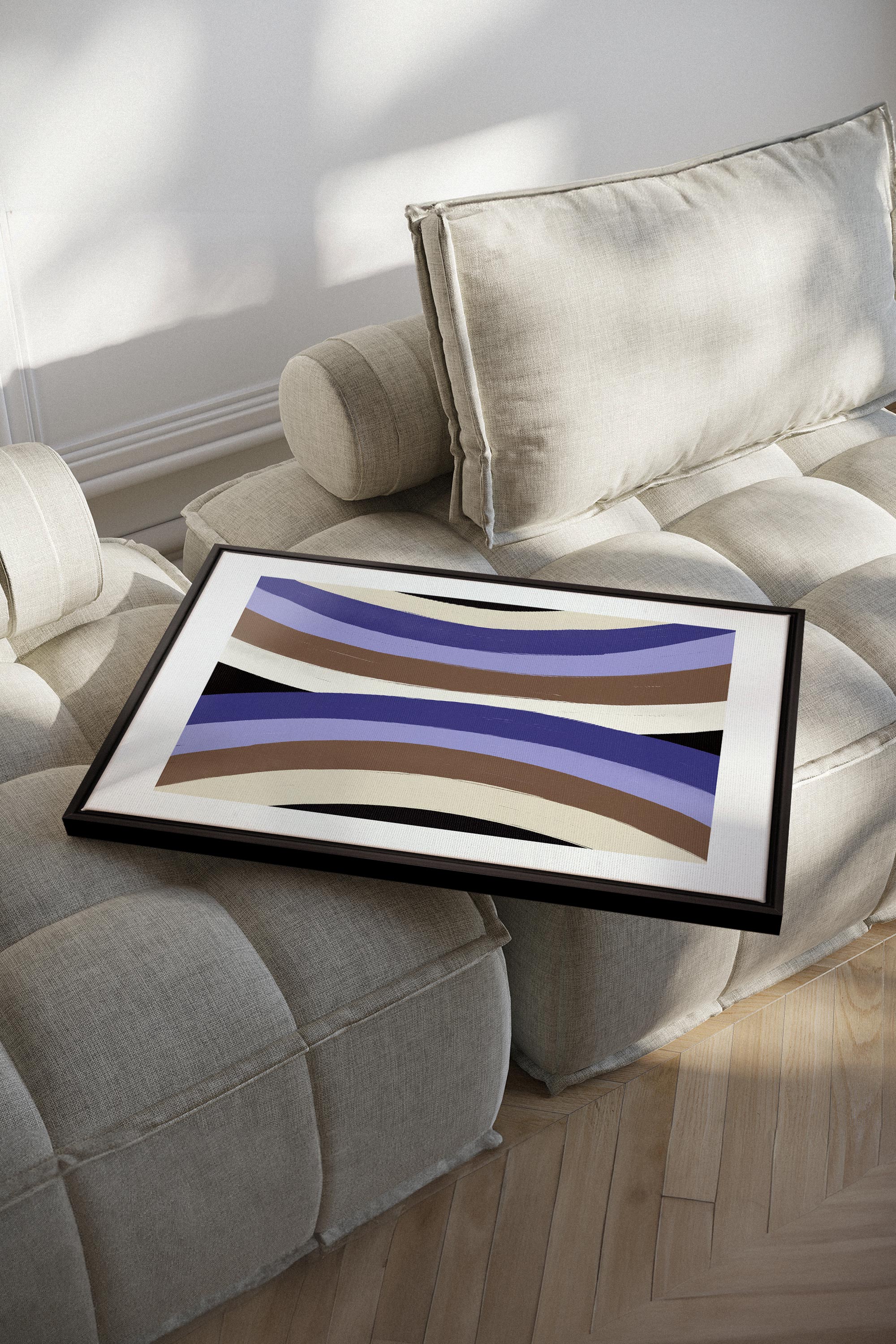 OLEKA CANVAS - FLOW OF SHADES, Oeuvre sur toile étirée, encadré Noir