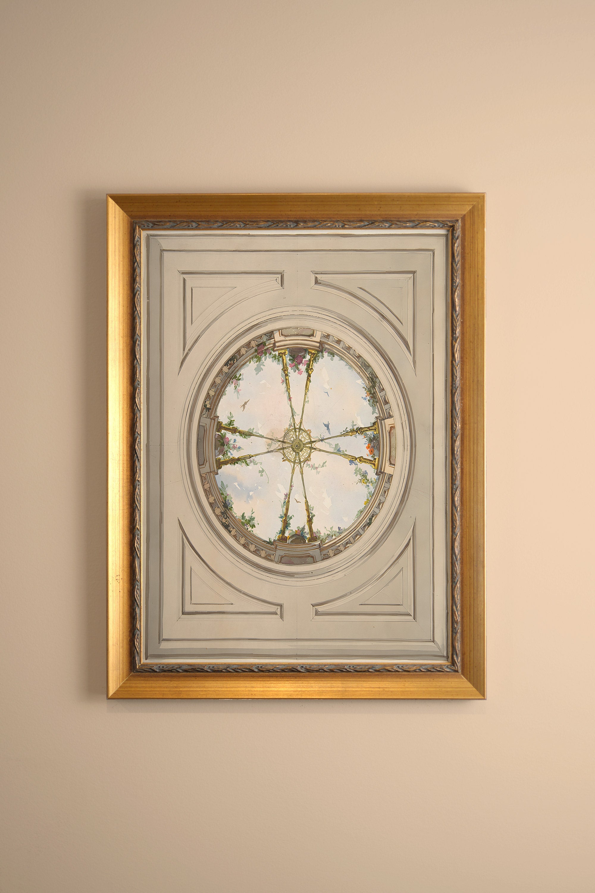 CIEL DE PALAIS, Artwork on rigid canvas, framed in Vintage Gold