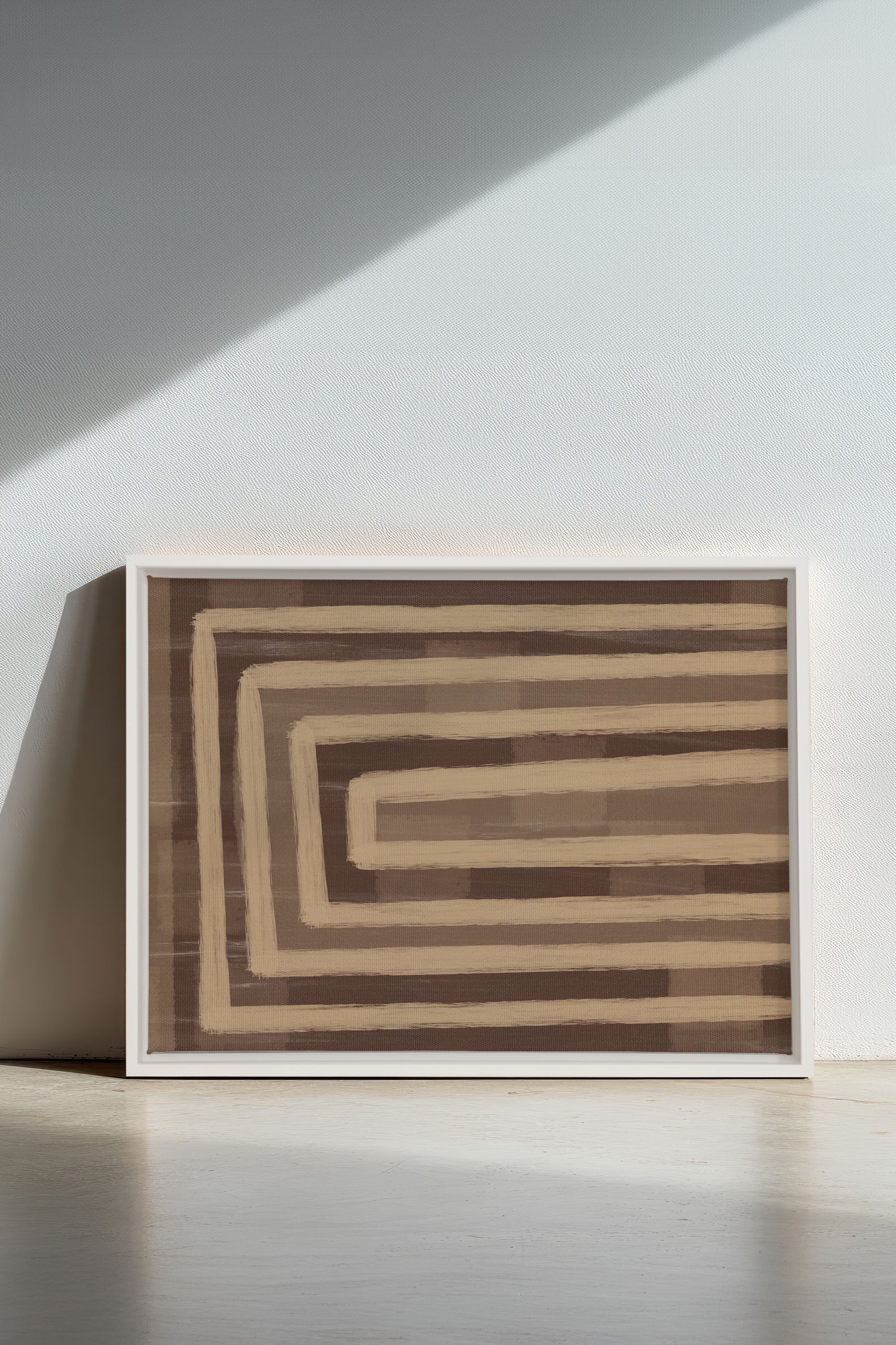 OLEKA CANVAS - GOLDEN MAZE, Oeuvre sur toile étirée, encadré Blanc