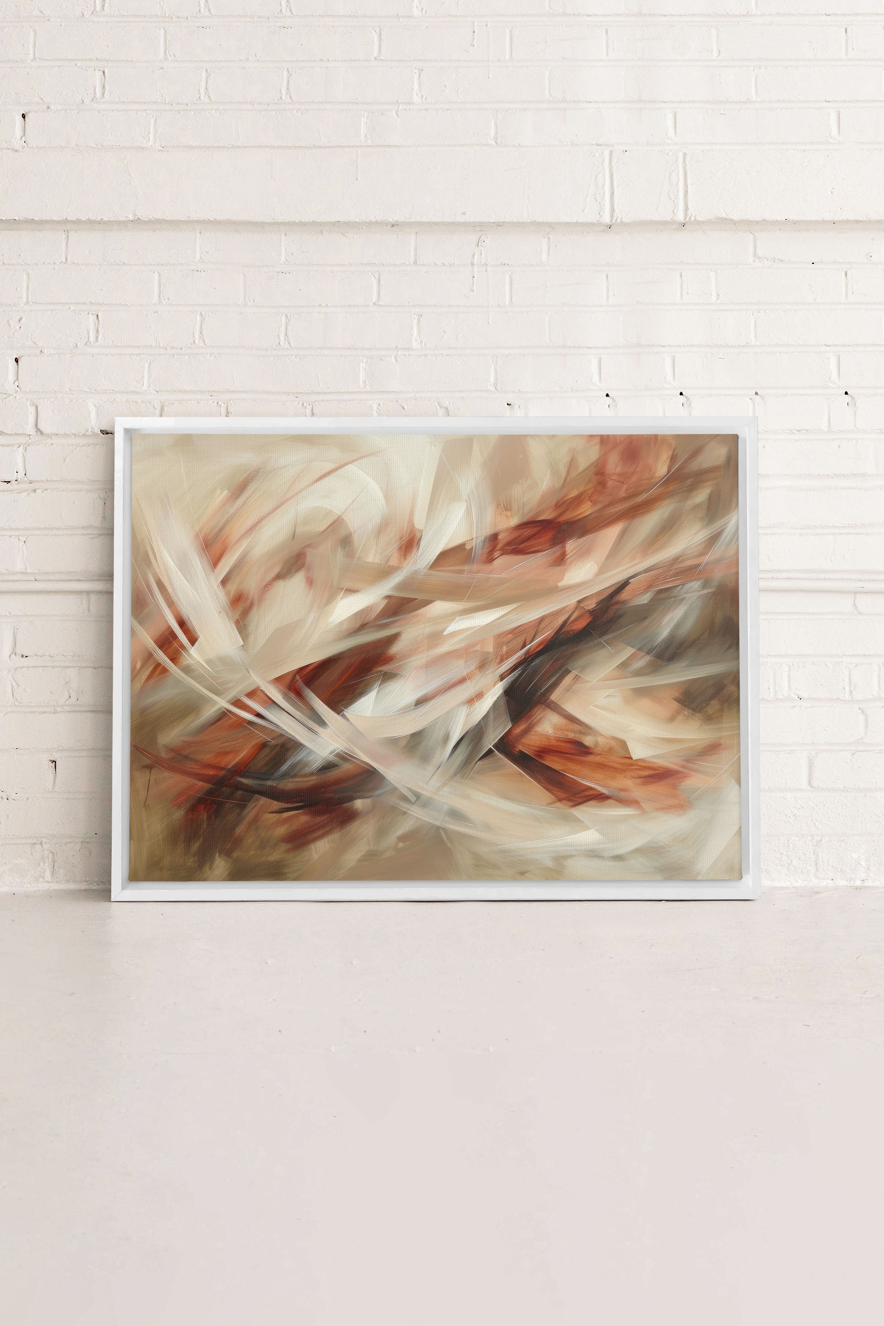 OLEKA CANVAS - BLAZING SWIRLS, Oeuvre sur toile étirée, encadré Blanc