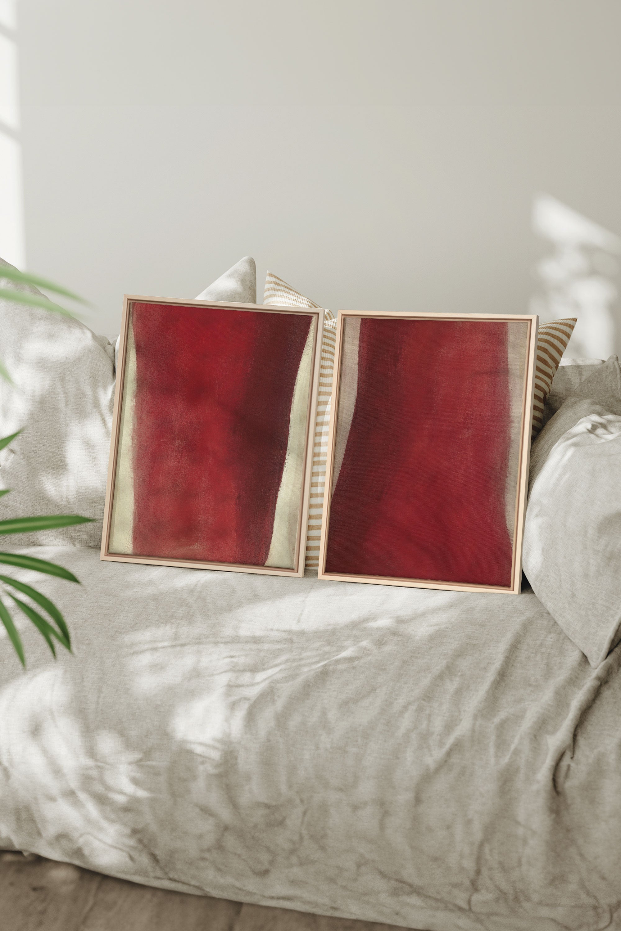 OLEKA CANVAS - TWIN FLAMES, 2 Oeuvres sur toile étirée, encadré Naturel Clair