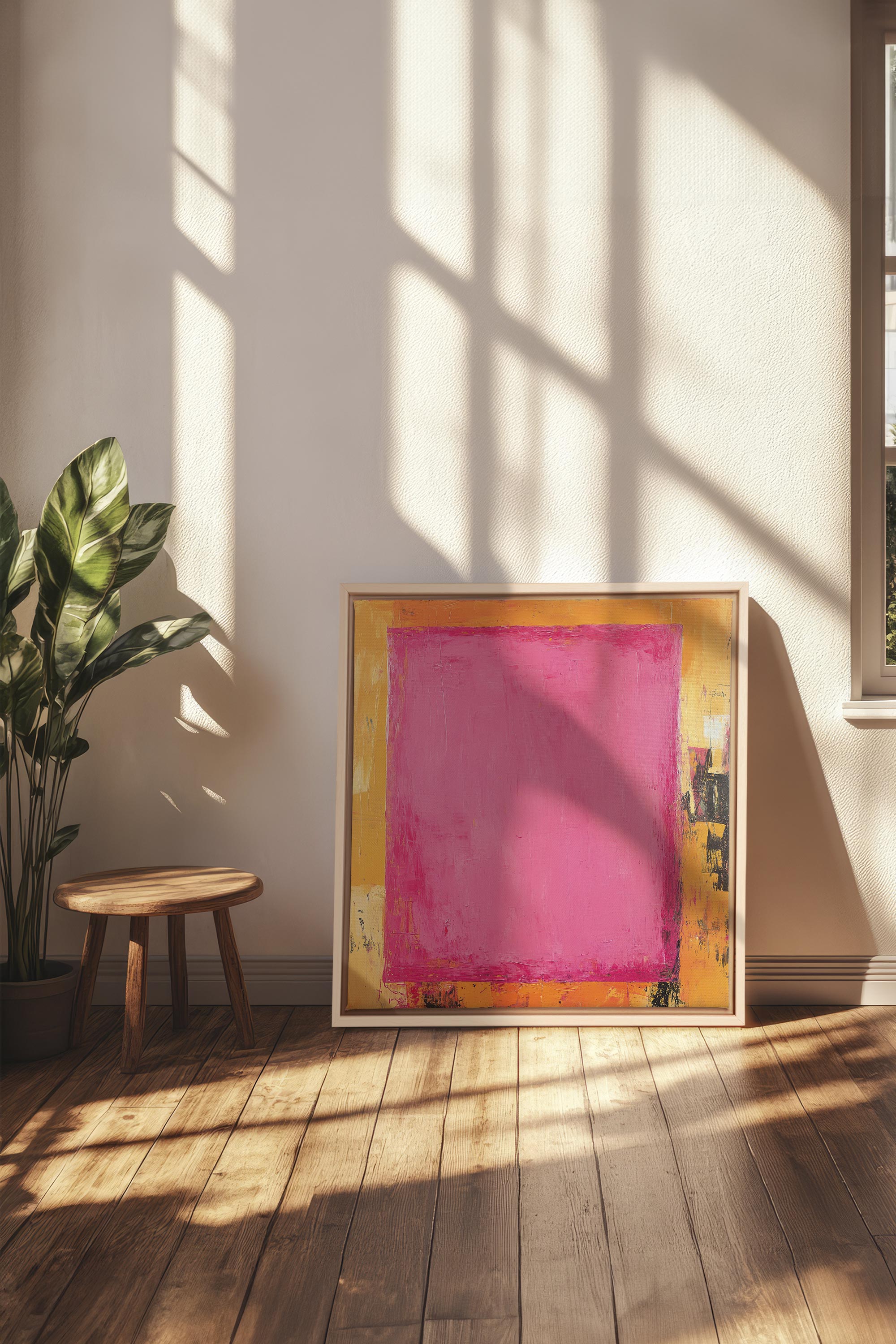 OLEKA CANVAS - COLOR BLAZE, Oeuvre sur toile étirée, encadré Naturel Clair