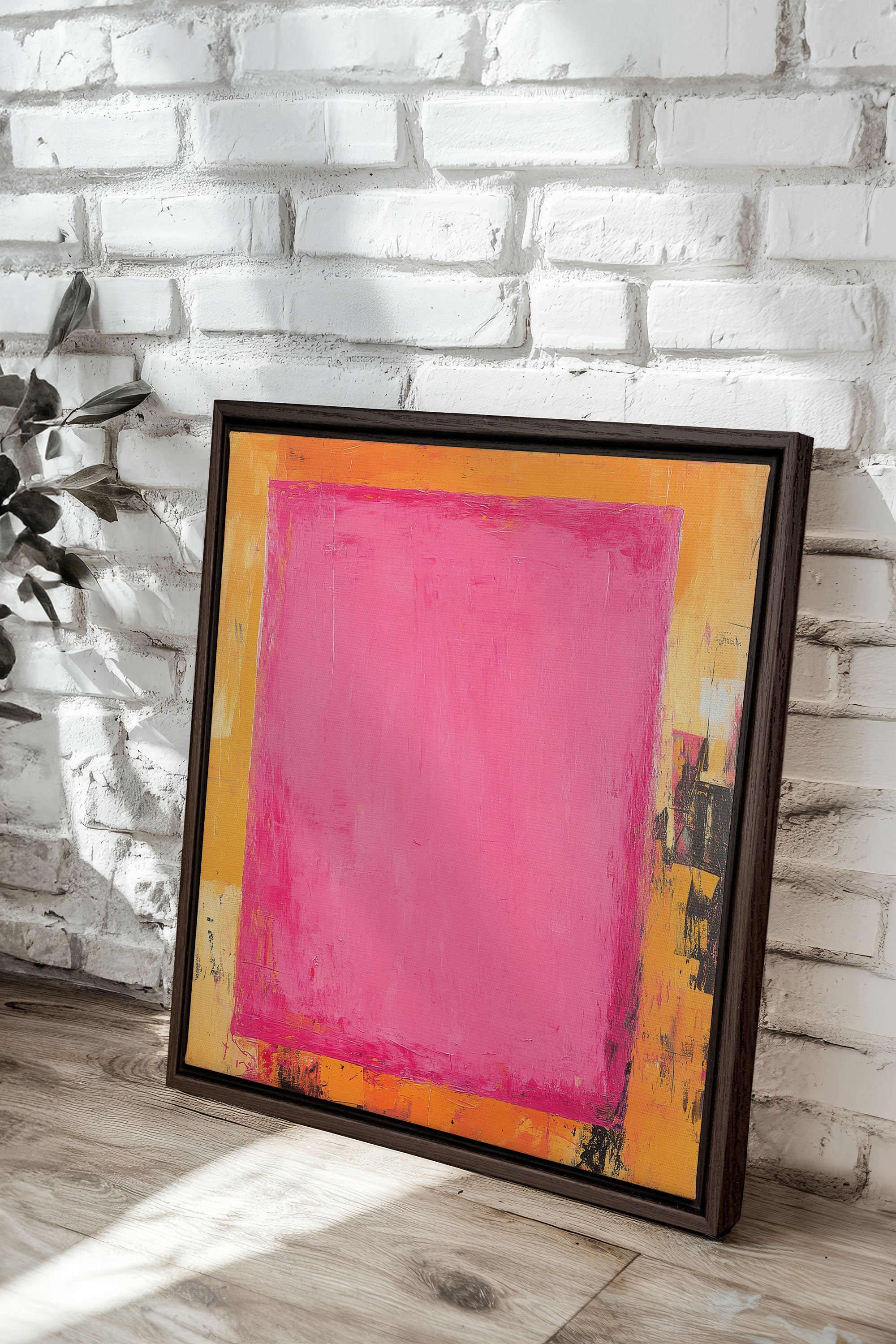 OLEKA CANVAS - COLOR BLAZE, Oeuvre sur toile étirée, encadré Brun Noyer
