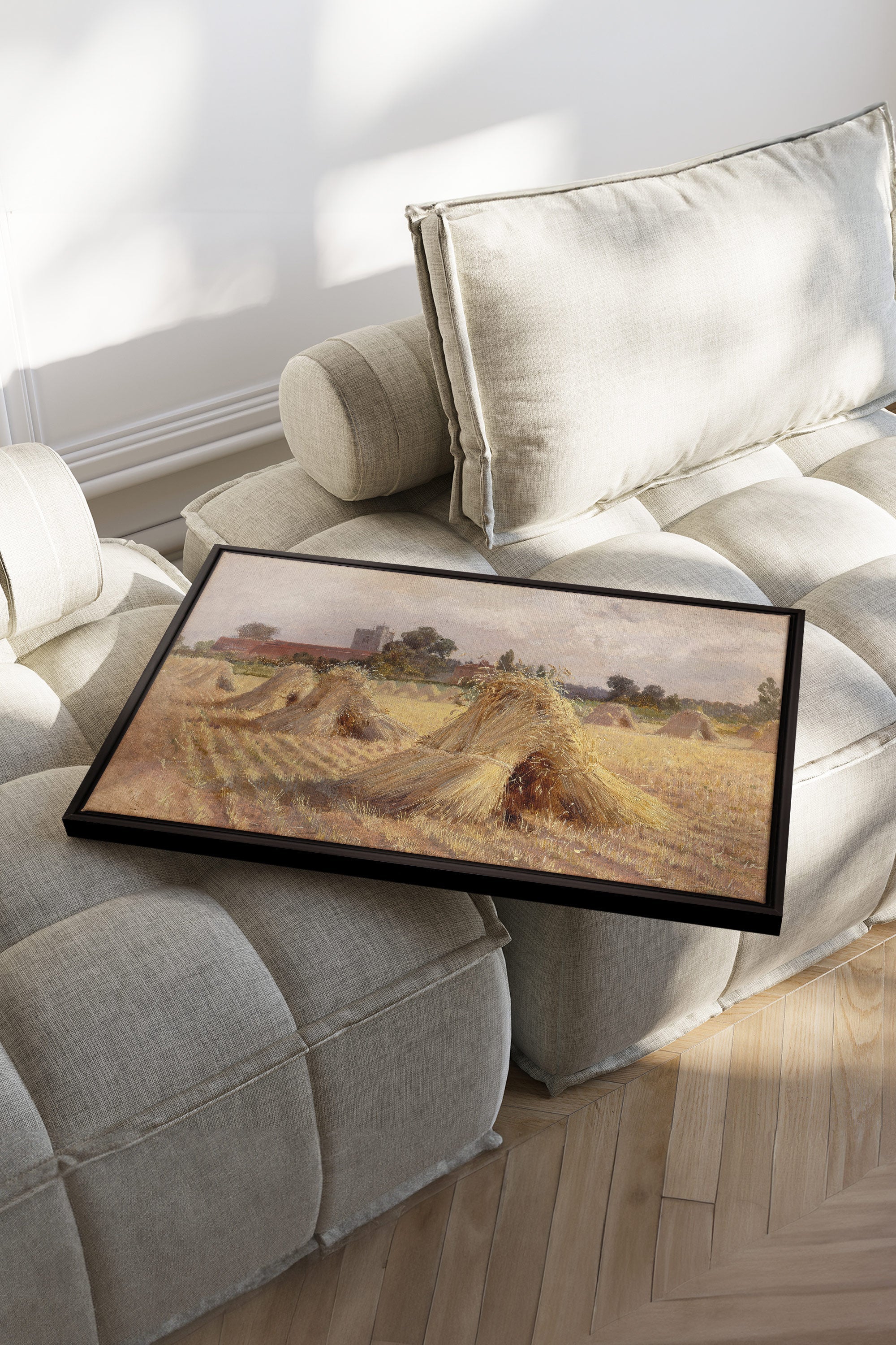 OLEKA CANVAS - CHAMPS DES SOUVENIRS, Oeuvre sur toile étirée, encadré Noir