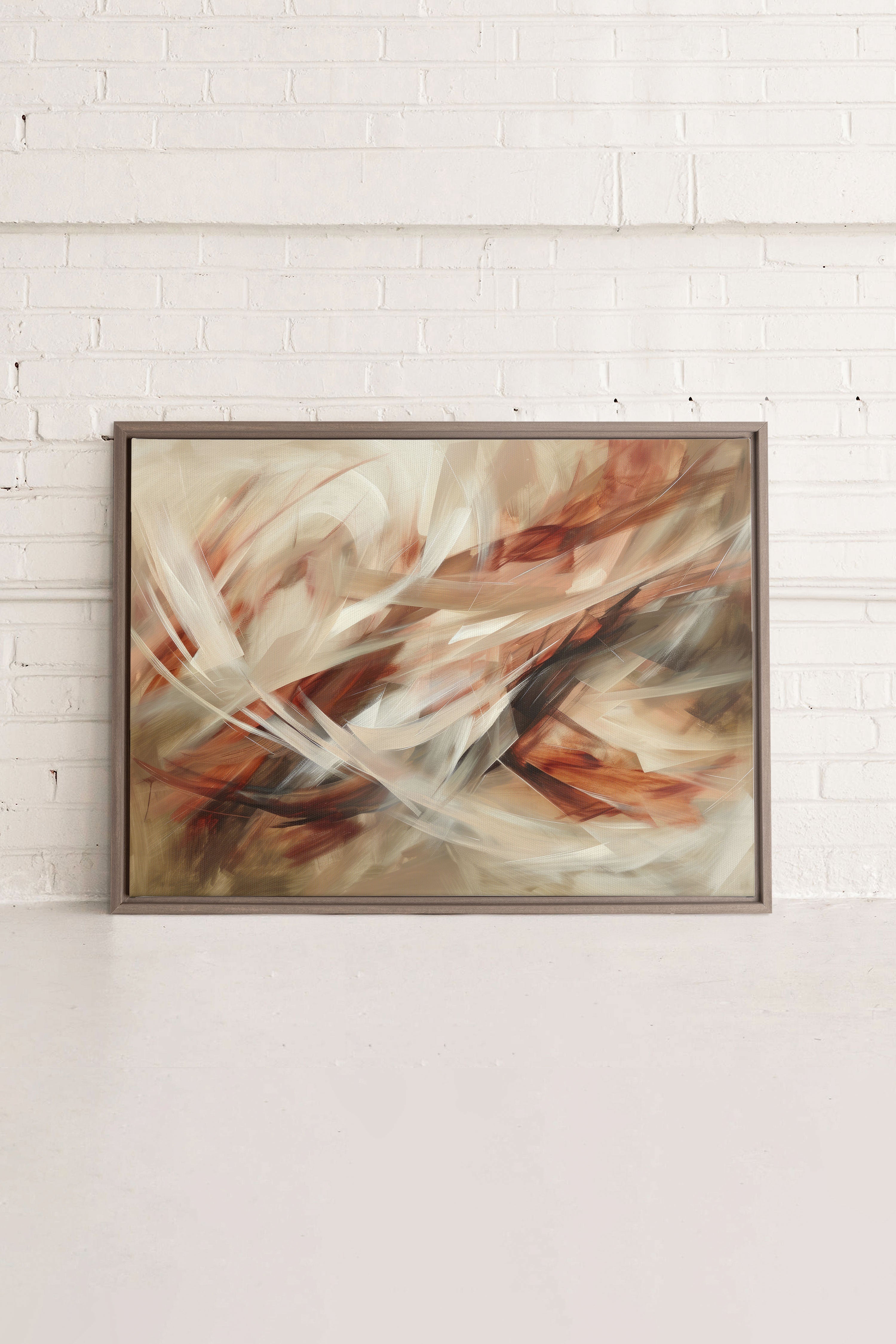 OLEKA CANVAS - BLAZING SWIRLS, Oeuvre sur toile étirée, encadré Brun Chêne