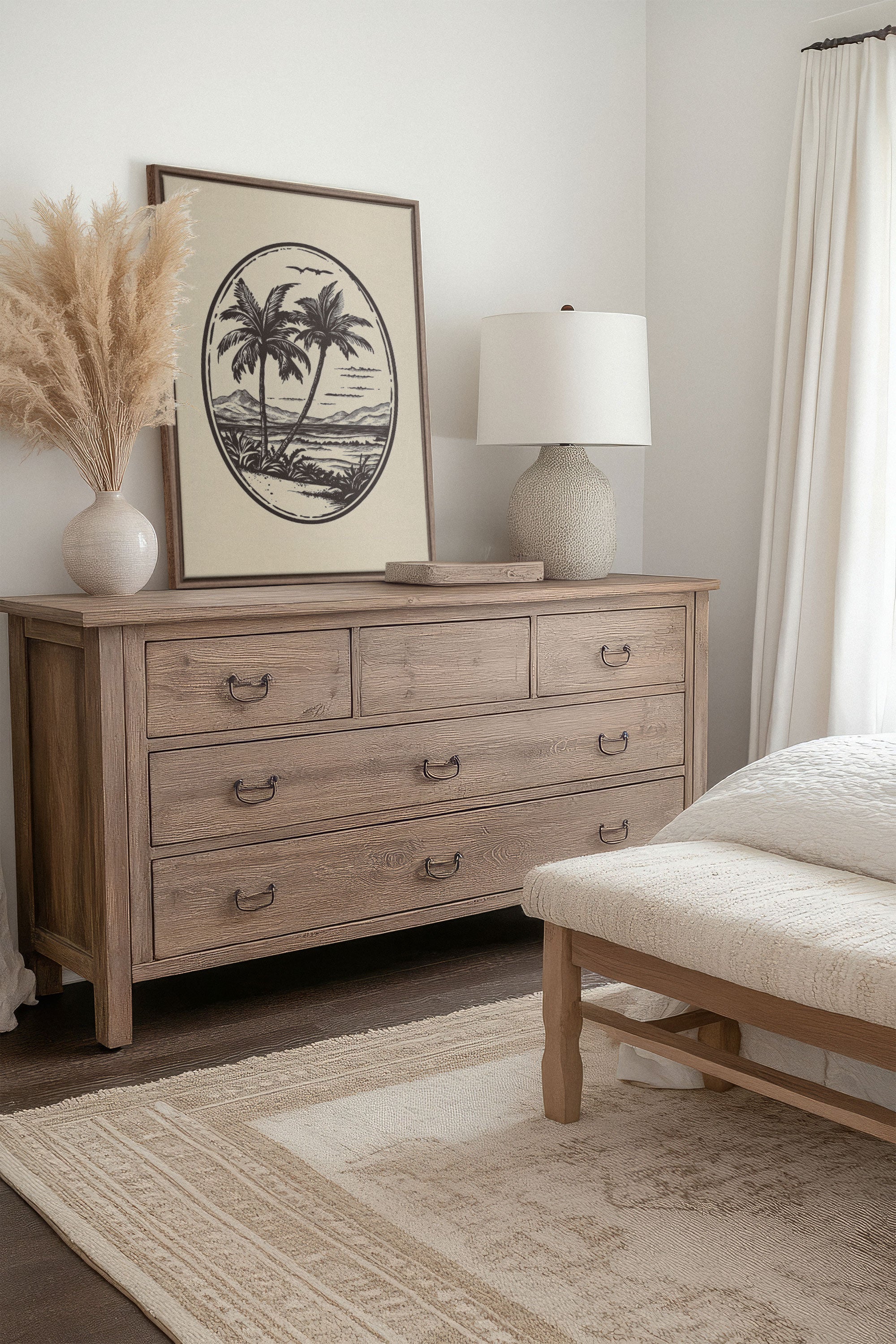 OLEKA CANVAS - ISLAND ESCAPE, Oeuvre sur toile étirée, encadré Brun Chêne