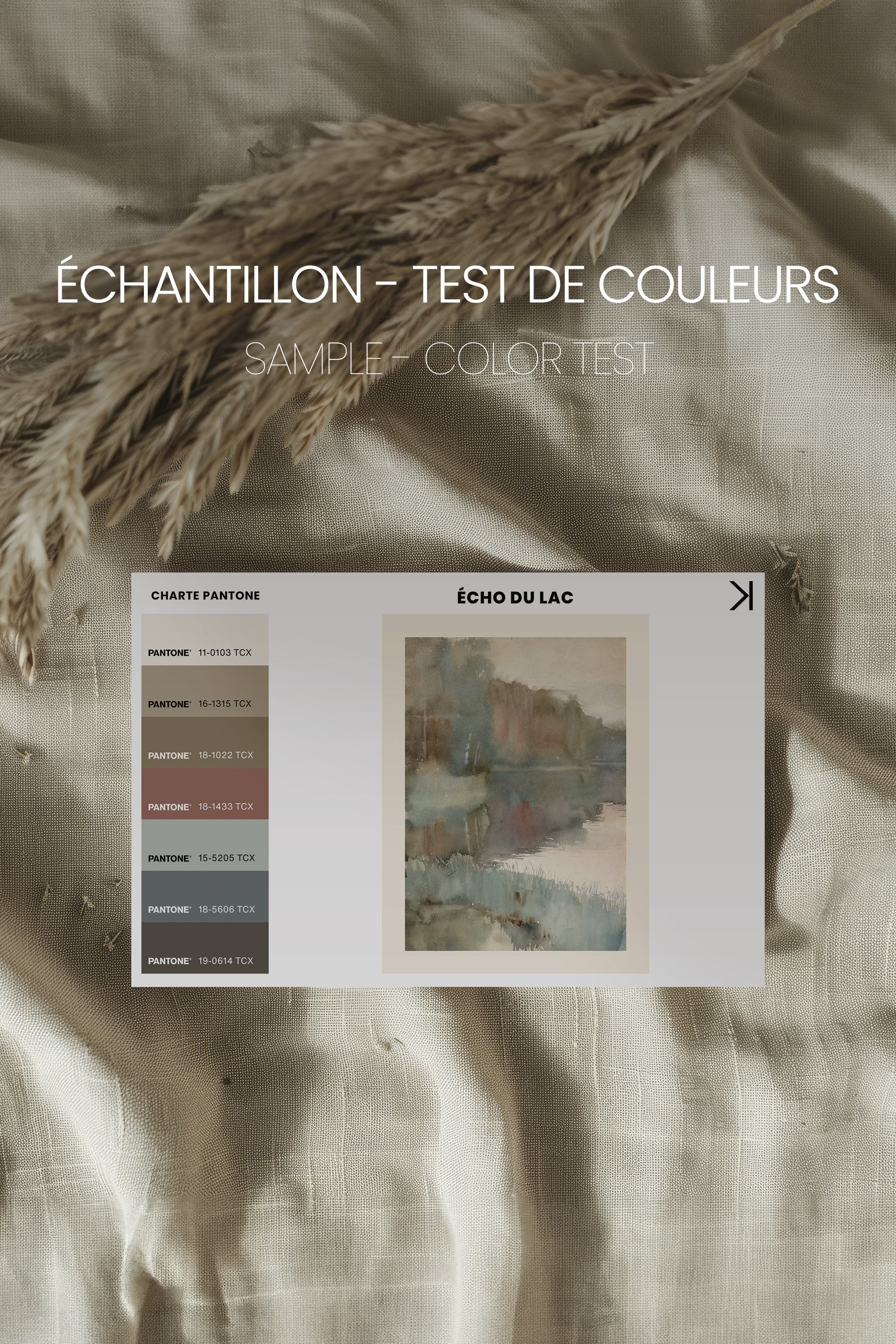 ÉCHO DU LAC, Artwork on stretched canvas, framed in white