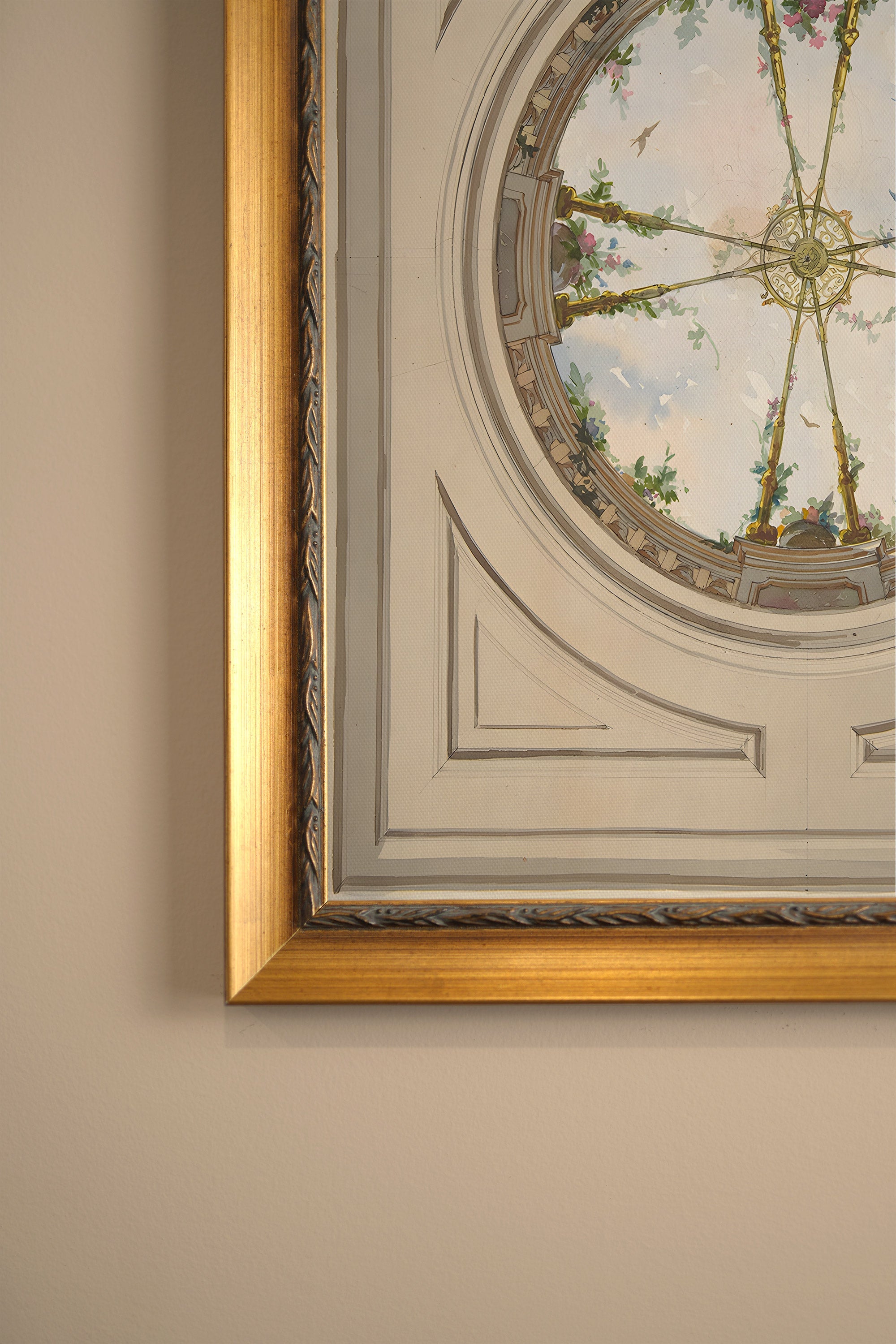 CIEL DE PALAIS, Artwork on rigid canvas, framed in Vintage Gold