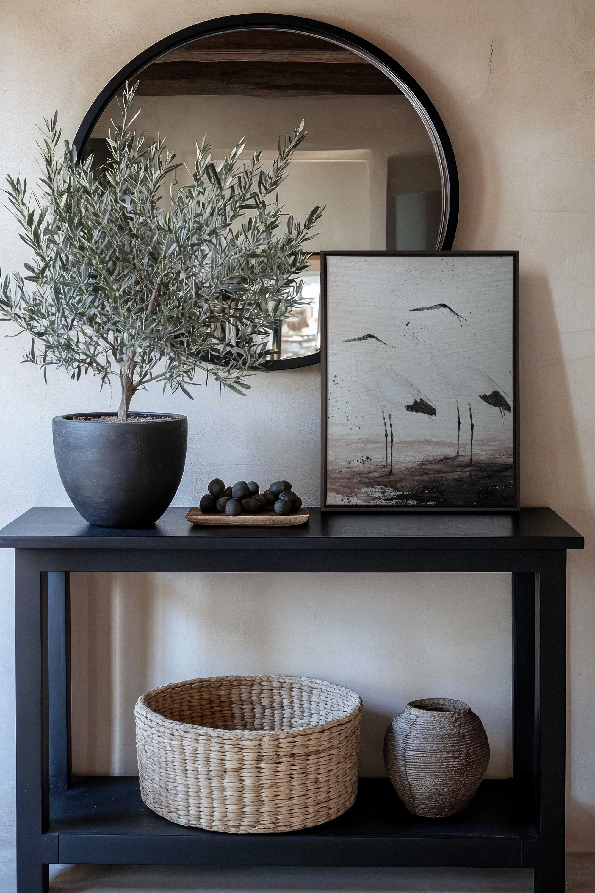 OLEKA CANVAS - DANSE DES PLUMES, Oeuvre sur toile étirée, encadré Noir