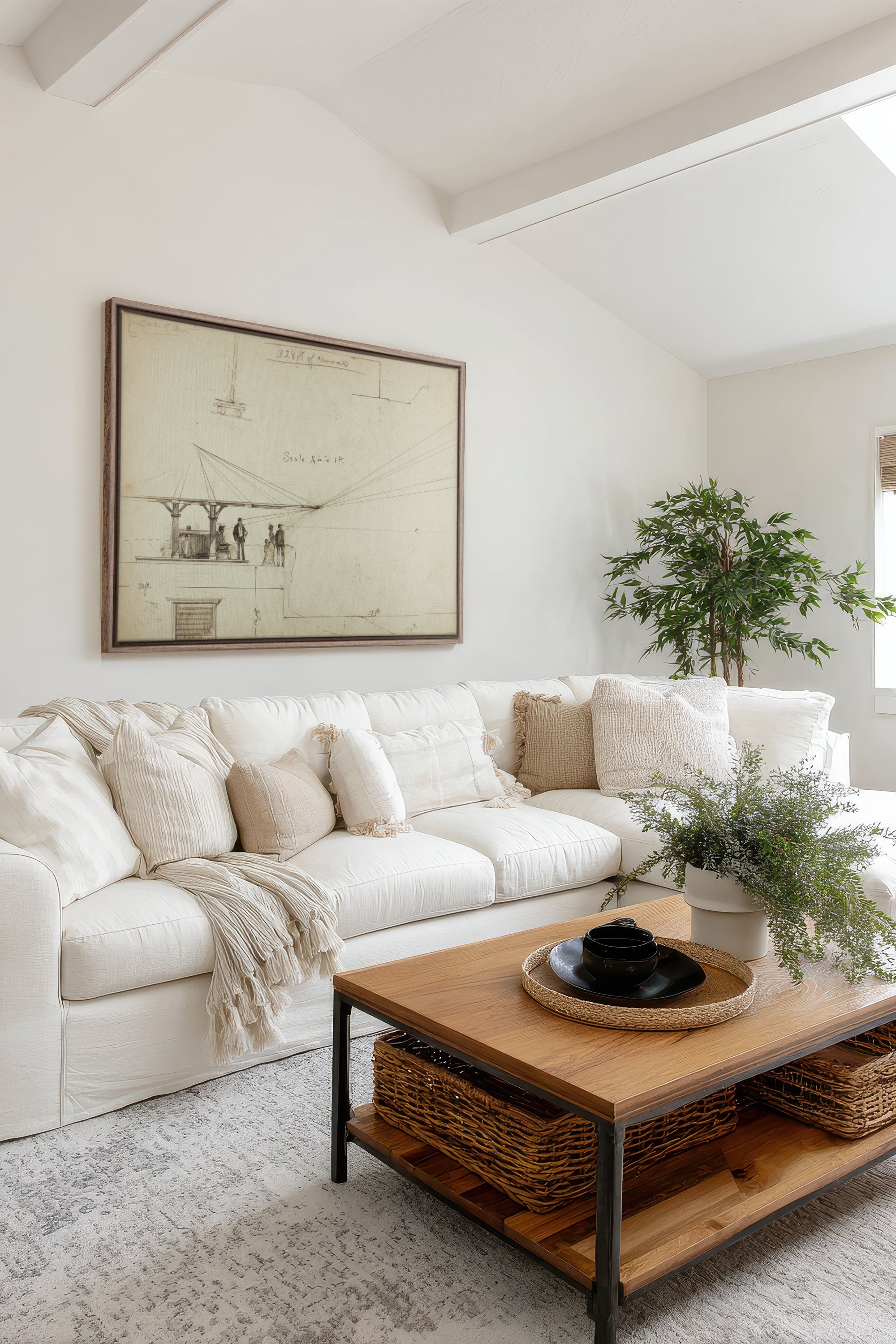 OLEKA CANVAS - MEASURED MINDS, Oeuvre sur toile étirée, encadré Brun Chêne