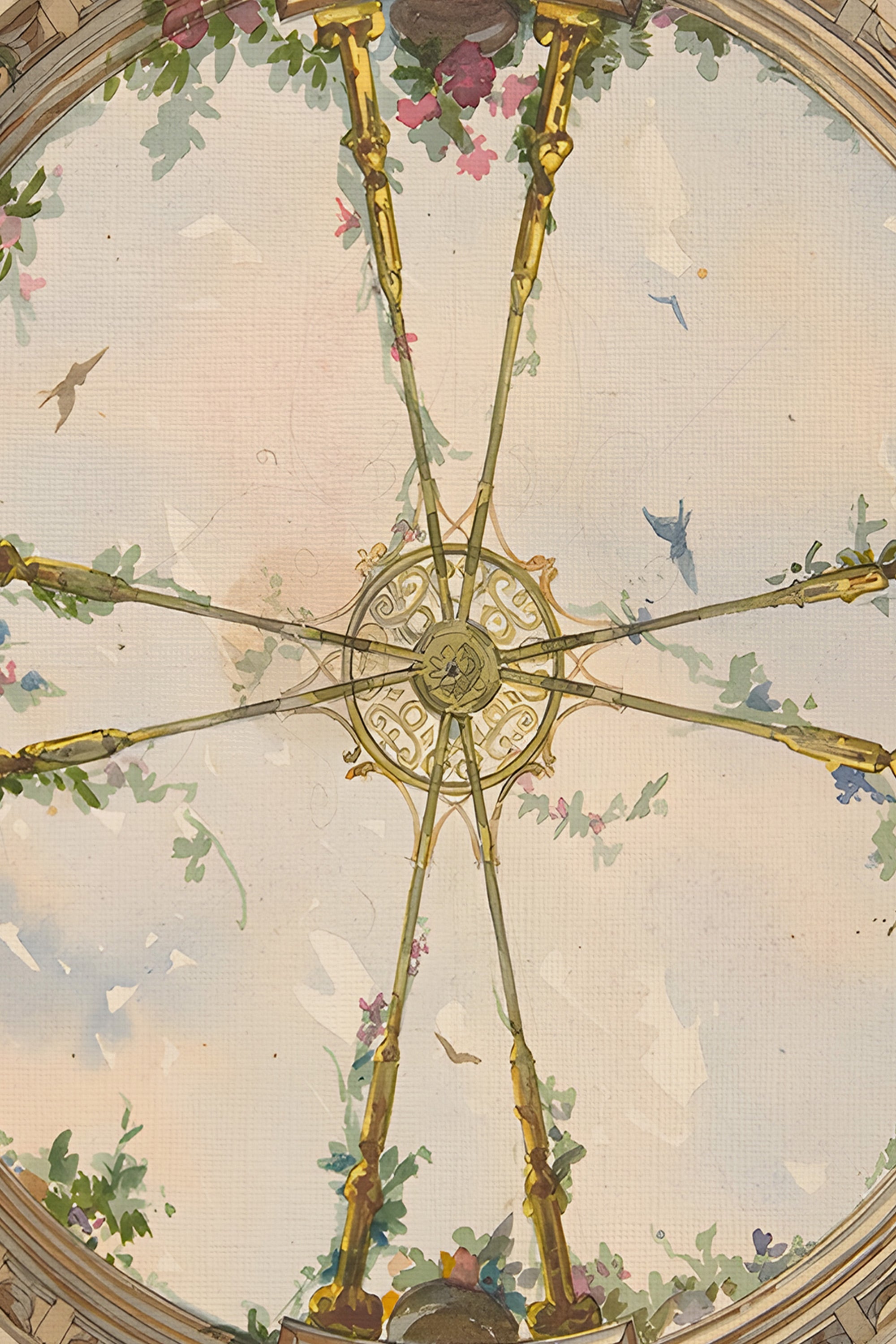 CIEL DE PALAIS, Artwork on rigid canvas, framed in Vintage Gold