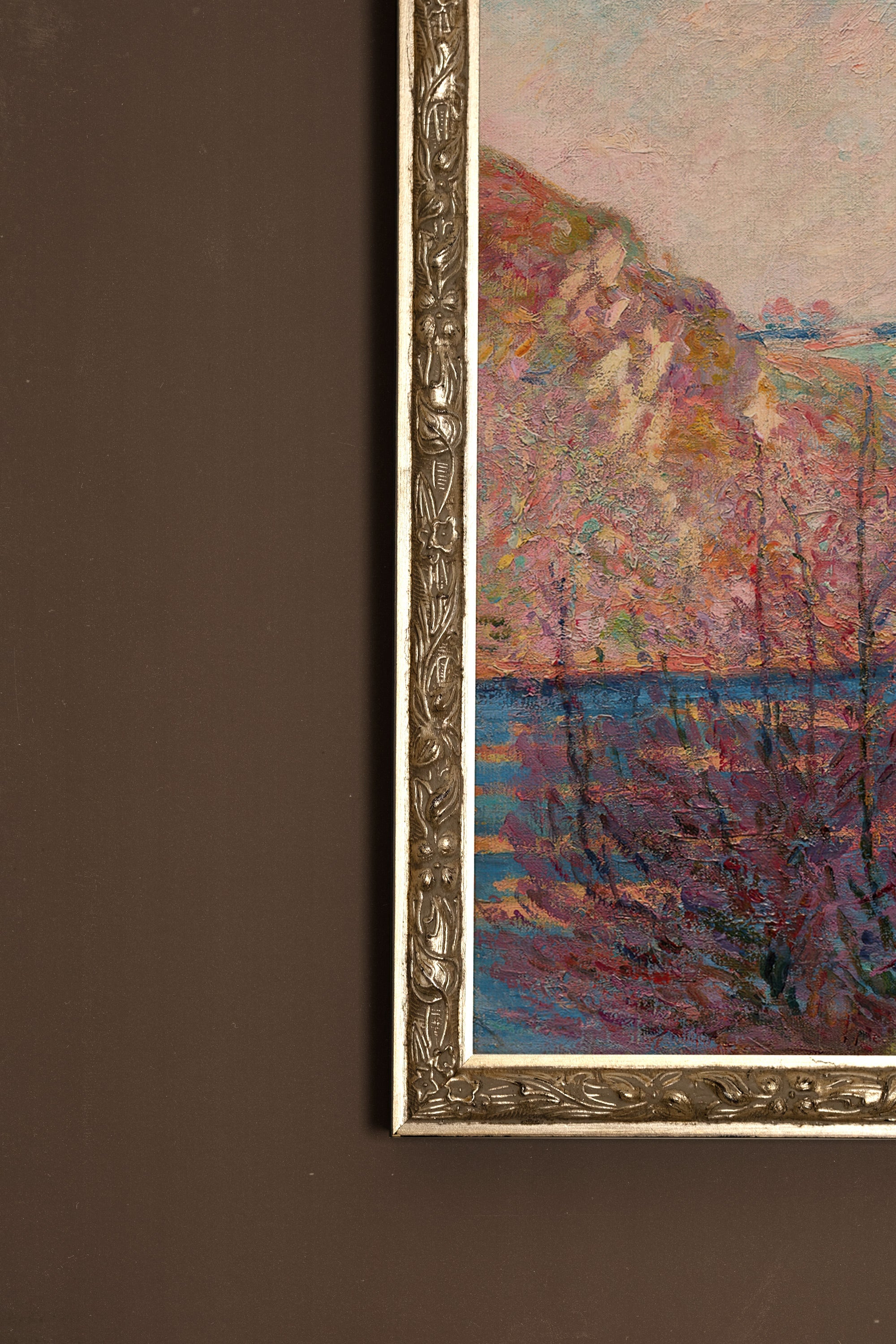 ÉCLAT DE SAISON, Artwork on rigid canvas, framed Vintage Silver