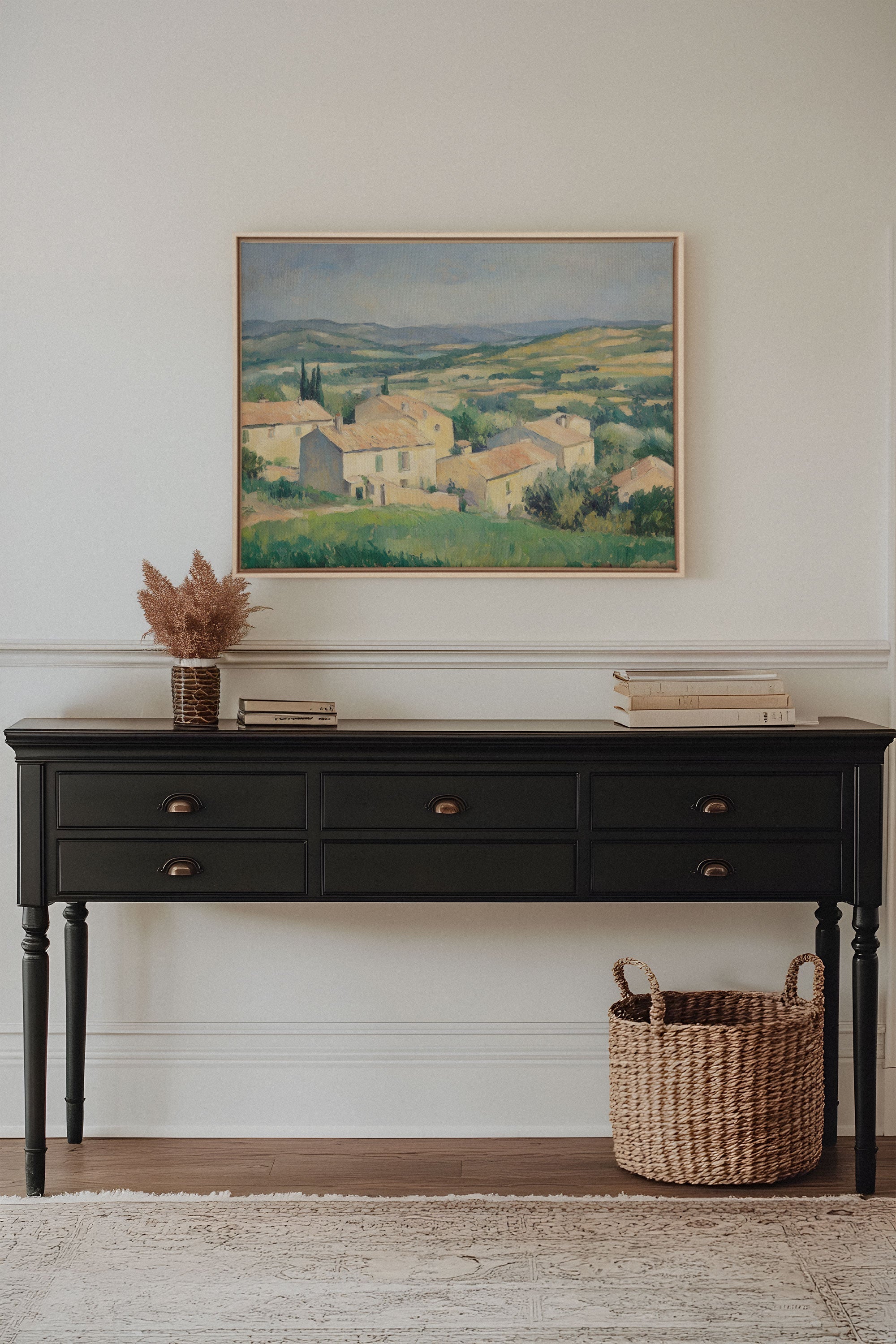 OLEKA CANVAS - VILLAGE IN BLOOM, Oeuvre sur toile étirée, encadré Naturel Clair