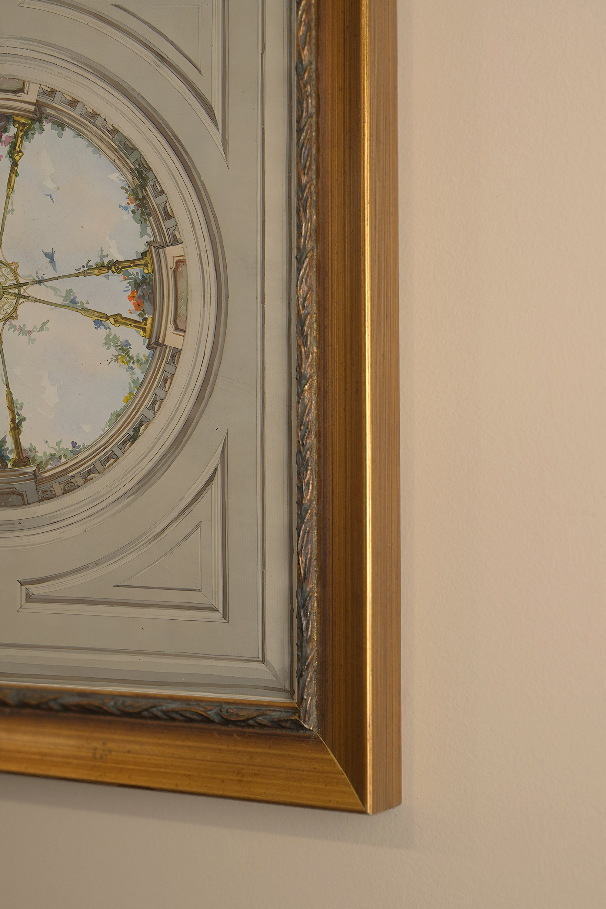 CIEL DE PALAIS, Artwork on rigid canvas, framed in Vintage Gold