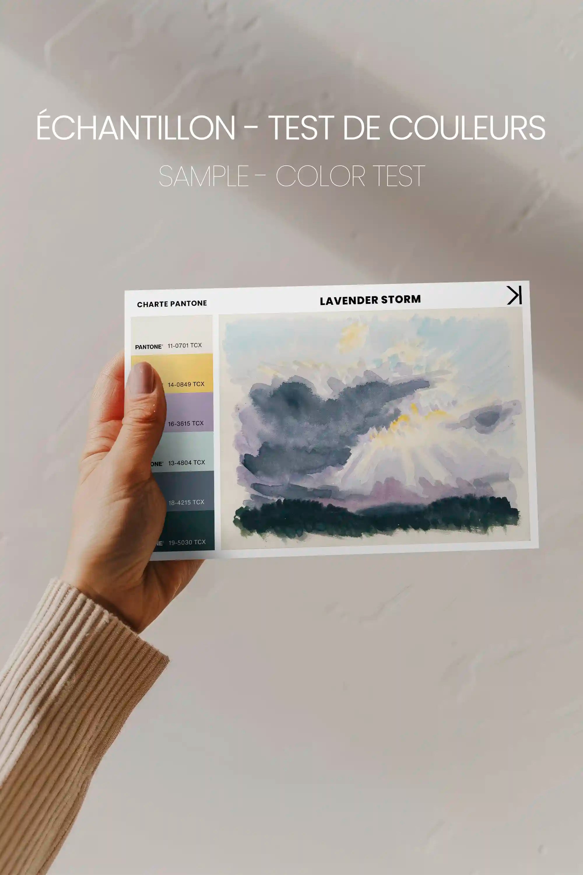 LAVENDER STORM, Work on stretched canvas, framed White